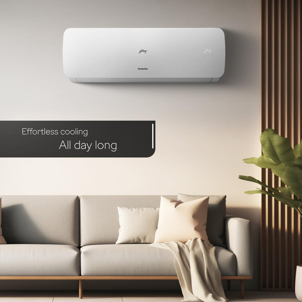 Godrej 1.5 Ton 3 Star, 5 Years Comprehensive Warranty,AI Powered, 5 in1 Convertible Cooling, Inverter Split AC (Copper, Heavy Duty Cooling at 52°C, AC 1.5T SIC 18NTC3 WZE 3S,White)