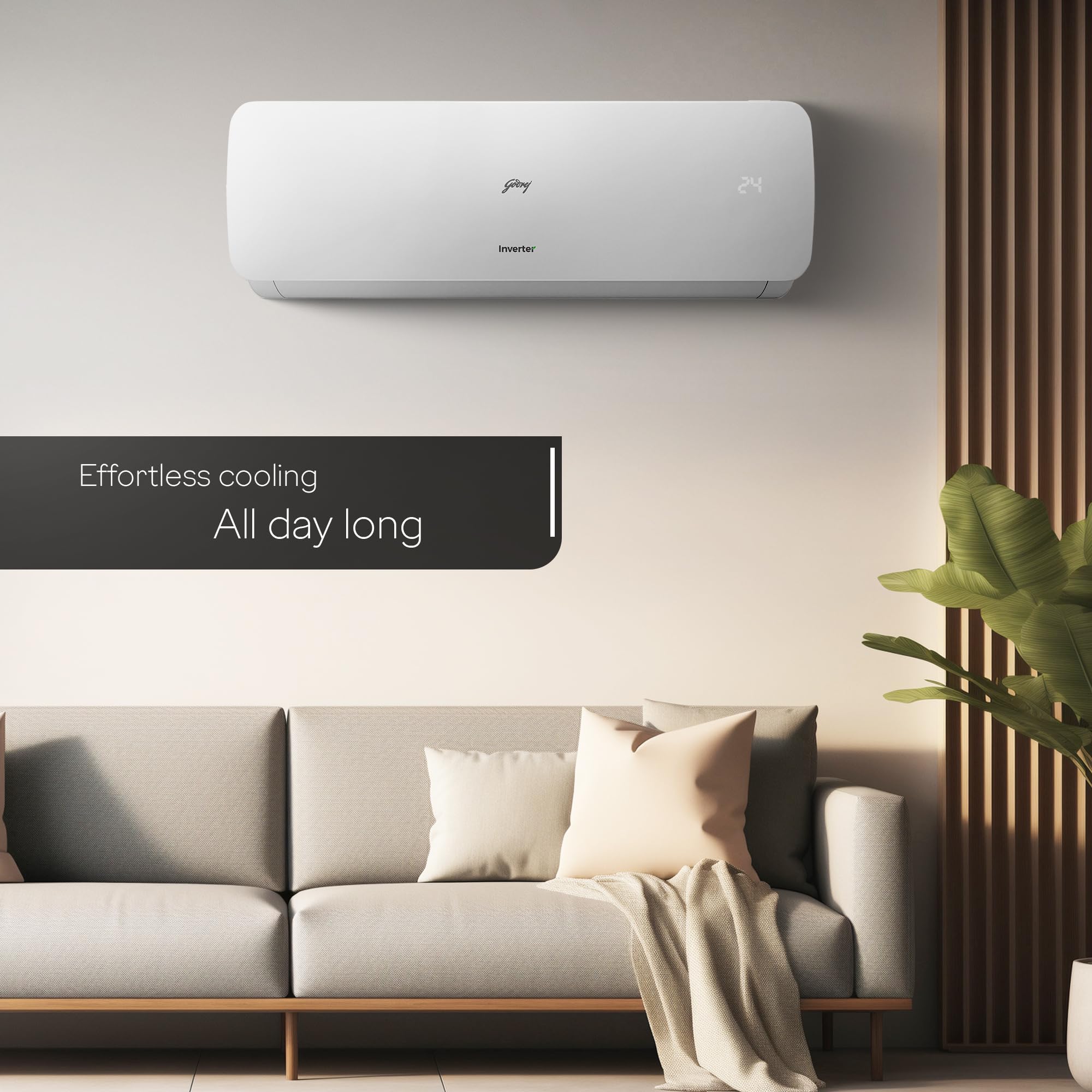 Godrej 1.5 Ton 3 Star, 5 Years Comprehensive Warranty,AI Powered, 5 in1 Convertible Cooling, Inverter Split AC (Copper, Heavy Duty Cooling at 52°C, AC 1.5T SIC 18NTC3 WZE 3S,White)