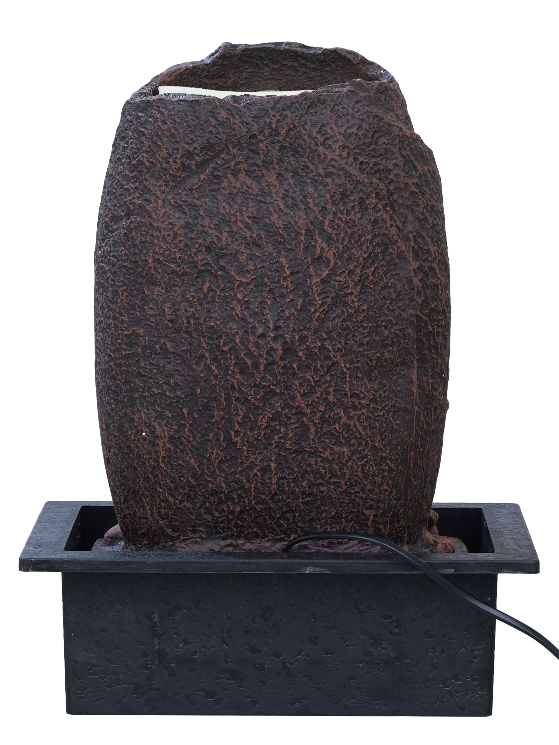 CHRONIKLE Polyresin Tabletop Gold Brown Meditating Buddha Sitting in Cave Style Indoor Front Curtain Waterfall Fountain for Home Decor with LED Light, Speed Controller Pump (Size: 40 x 22 x 29.5CM)