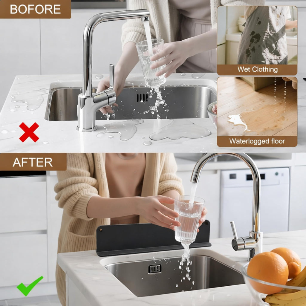 Silicone Sink Splash Guard 40 CM for Indian Kitchens | Standard Size Anti-Splash Water Control Strip with Strong Suction Cups | Reusable Sink Edge Guard for Kitchen & Bathroom (Pack of 1)