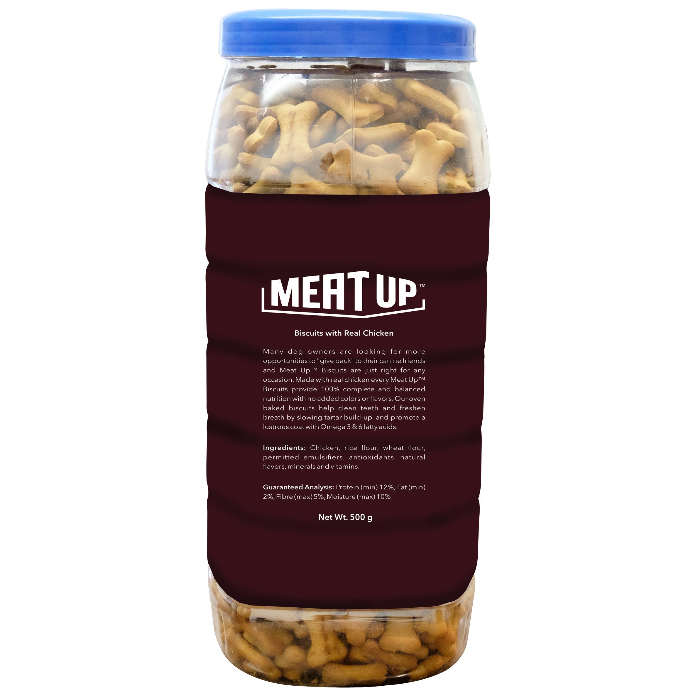 Meat Up Dog Treats Biscuits 2kg (2x1kg) | Real Chicken Flavour | Remove Plaque & Tartar Build-up | Vitamins & Minerals | Promotes Lustrous Coat
