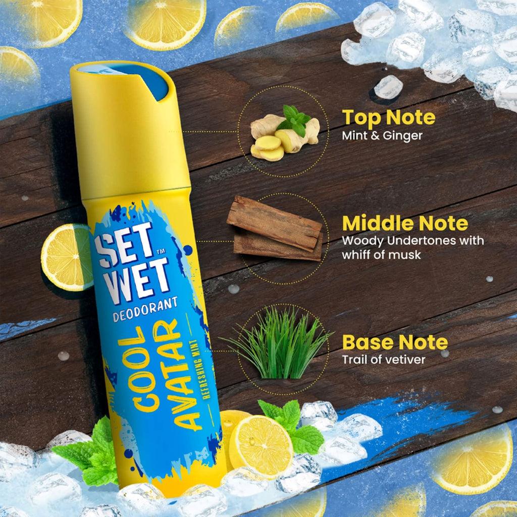 SET WET Deodorant Spray Perfume Cool, Charm & Mischief Avatar for men, 150ml (Pack of 3)