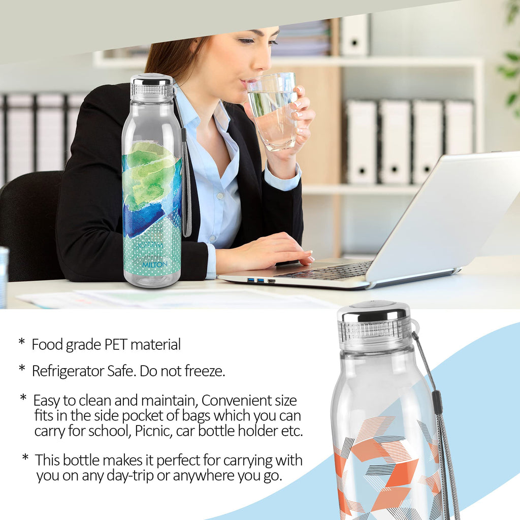 MILTON Helix 1000 Pet Water Bottle 1 Litre Each BPA Free, Leak Proof, Office Bottle Home Kitchen Travel Bottle, Set of 4, Assorted