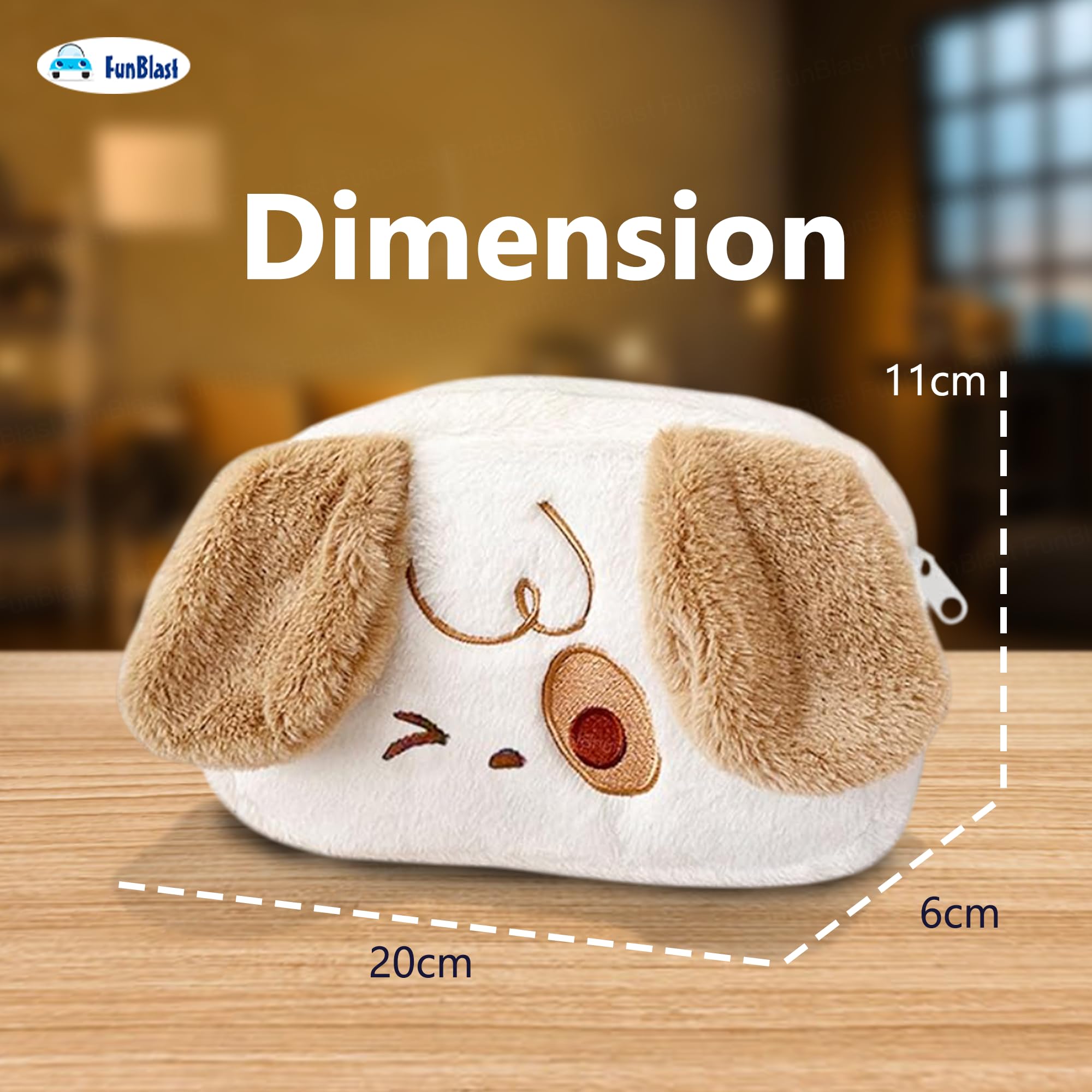 FunBlast Cute Bunny Pencil Pouch for Girls – Multi-Purpose Zipper Pouch Case for School Kids, Cute Cosmetic Pouch for Girls, Coin Pouch, Travel Pouch, Fur Pouches for School/Office (Multicolor)
