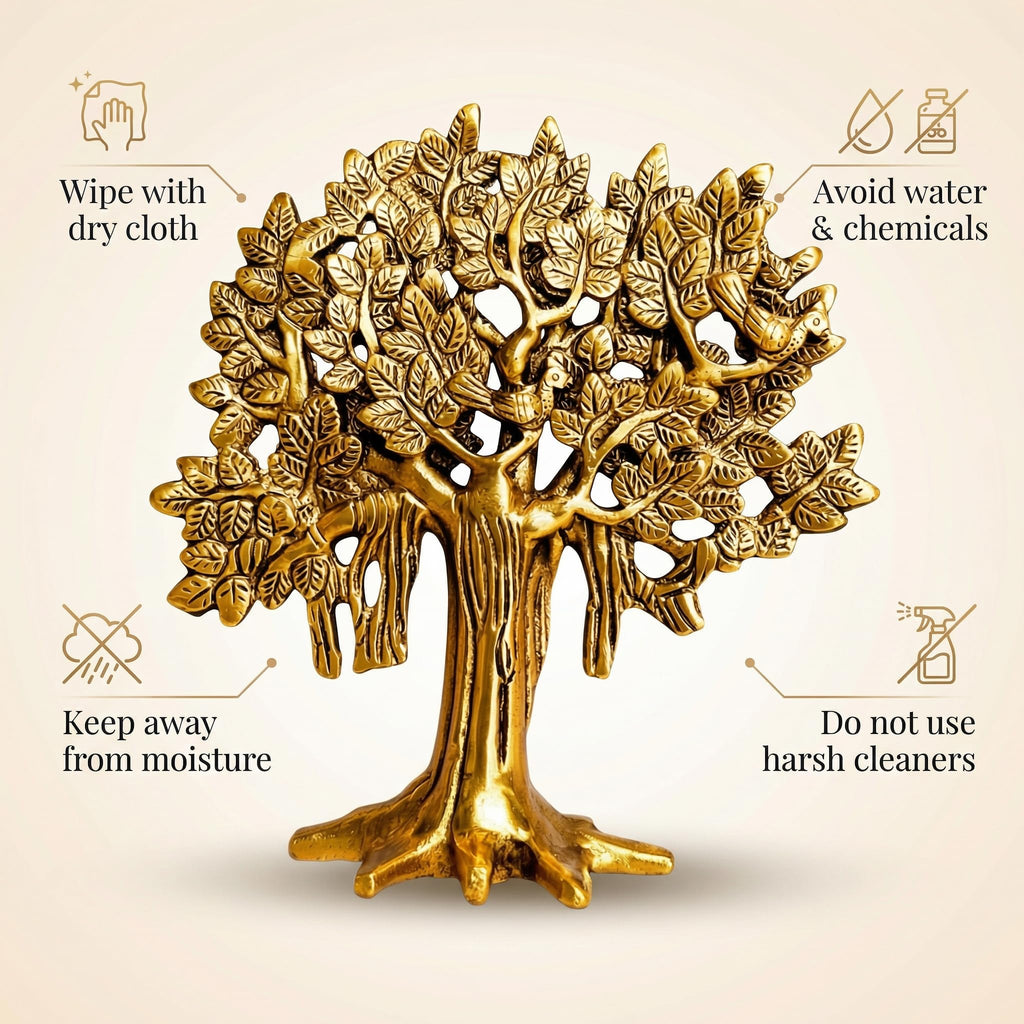 Shineyou Brass Kalpavriksha Tree 7.5 Inch | Vastu Tree of Life for Wealth & Prosperity | Premium Home Decor & Gift Item for Housewarming, Office, Living Room