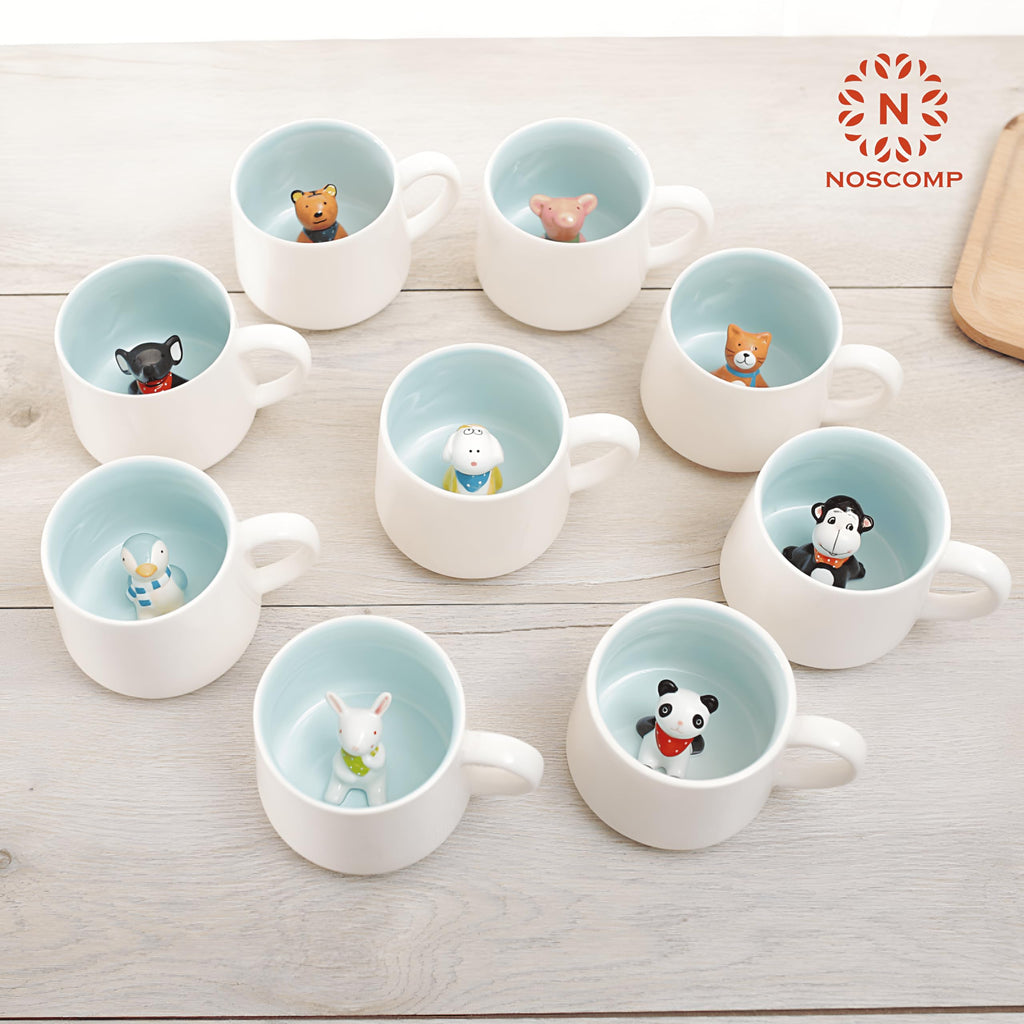 NOSCOMP 3D Animal Cup Coffee Mug Comes with a Cute Inside Creative Morning Mug Animal Cup for Hot and Cold Tea Milk Coffee Perfect for Kids (Cat)