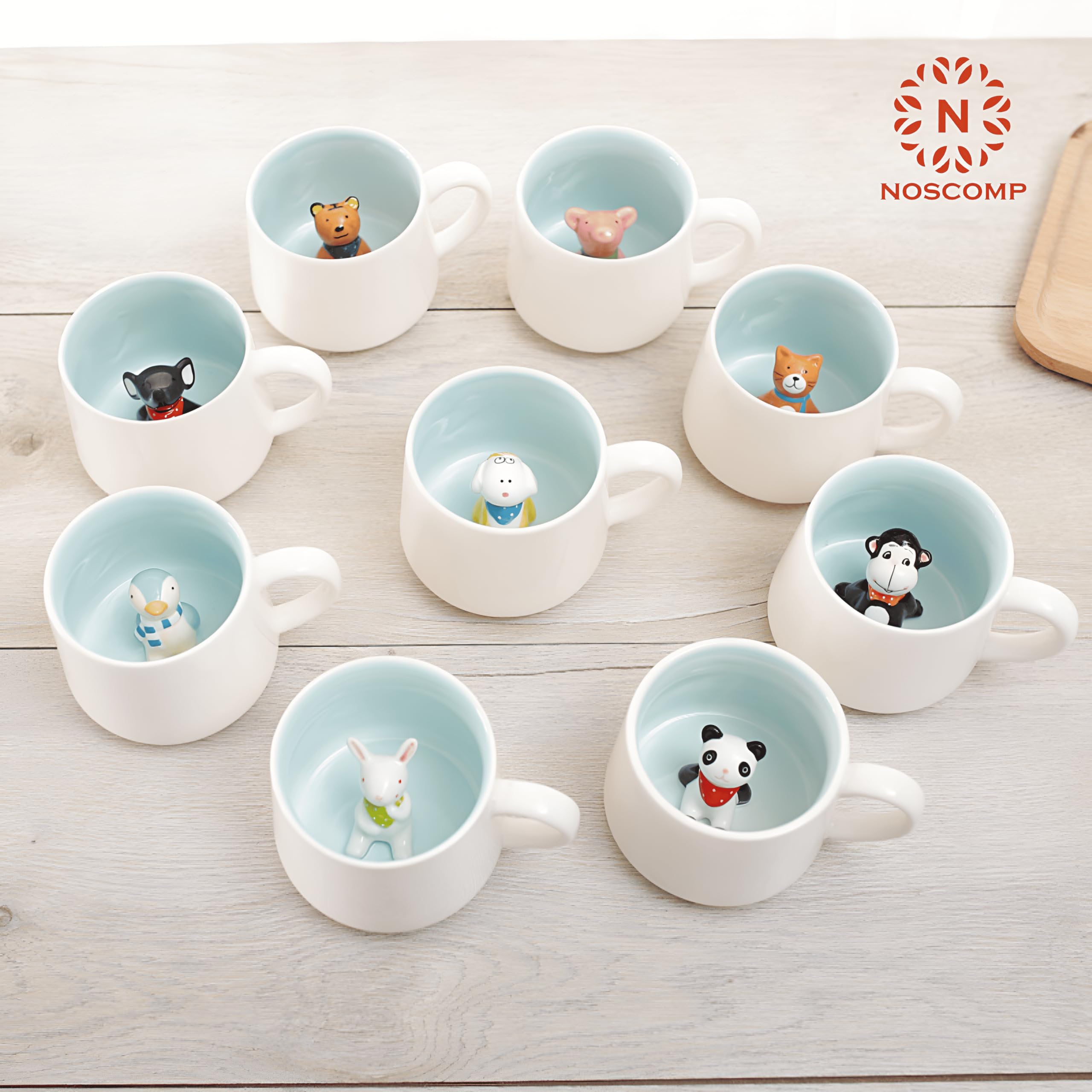 NOSCOMP 3D Animal Cup Coffee Mug Comes with a Cute Inside Creative Morning Mug Animal Cup for Hot and Cold Tea Milk Coffee Perfect for Kids (Cat)