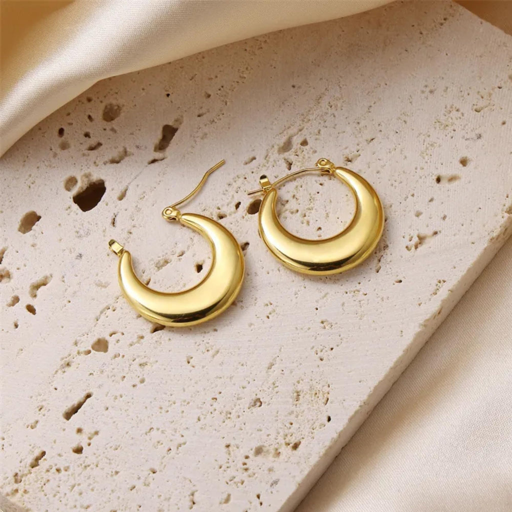 Salve Gold Earrings for Women – Dainty, Chunky, Huggie & Bow Styles | Anti-Tarnish Hypoallergenic Hoop & Stud Earrings | Valentine's Gift for Girlfriend | Aesthetic Fashion Jewelry for Girls & Women (Flat Dome)