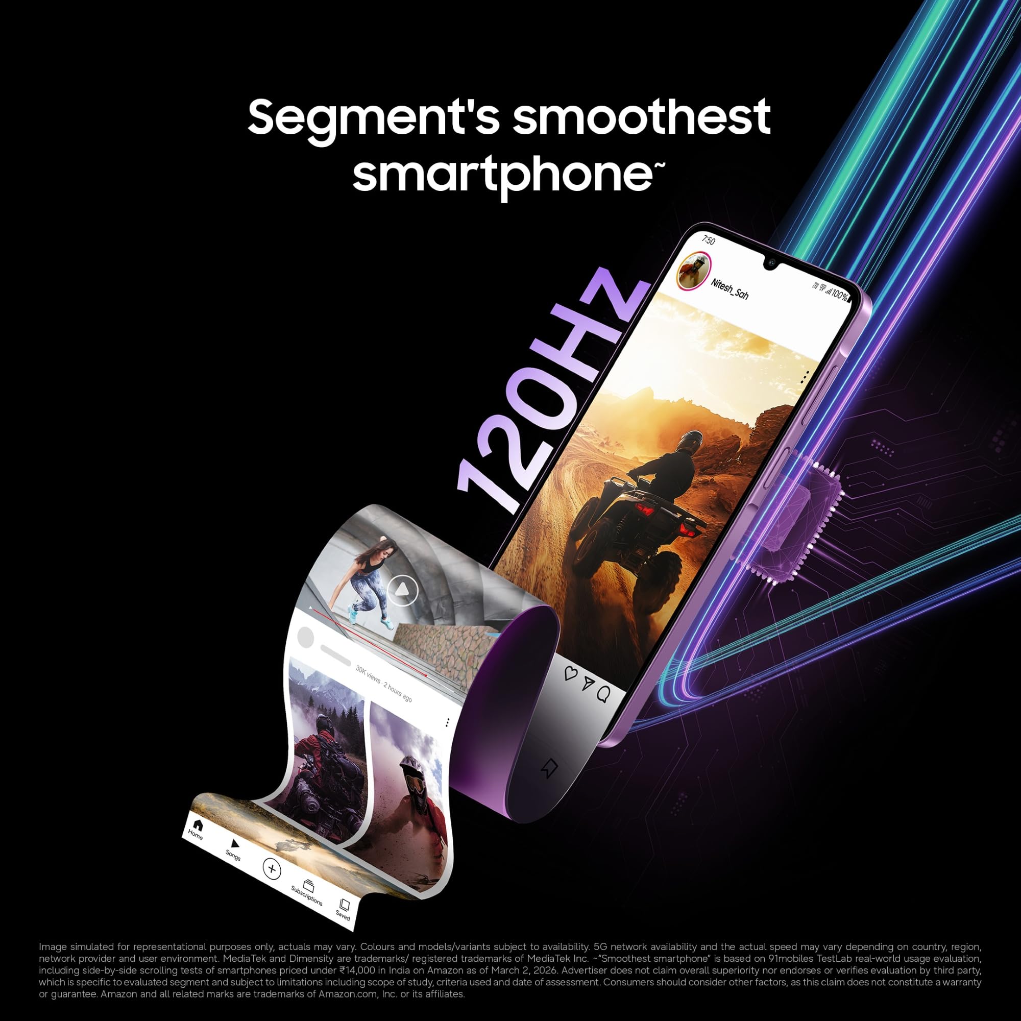 Samsung Galaxy M17e 5G Mobile (Blitz Blue, 4GB RAM, 128GB Storage) | Smoothest 120 Hz Refresh Rate| Monster 6000 mAh Battery | IP54 | 6 Gen OS Upgrades | AI | Gemini Live | Without Charger