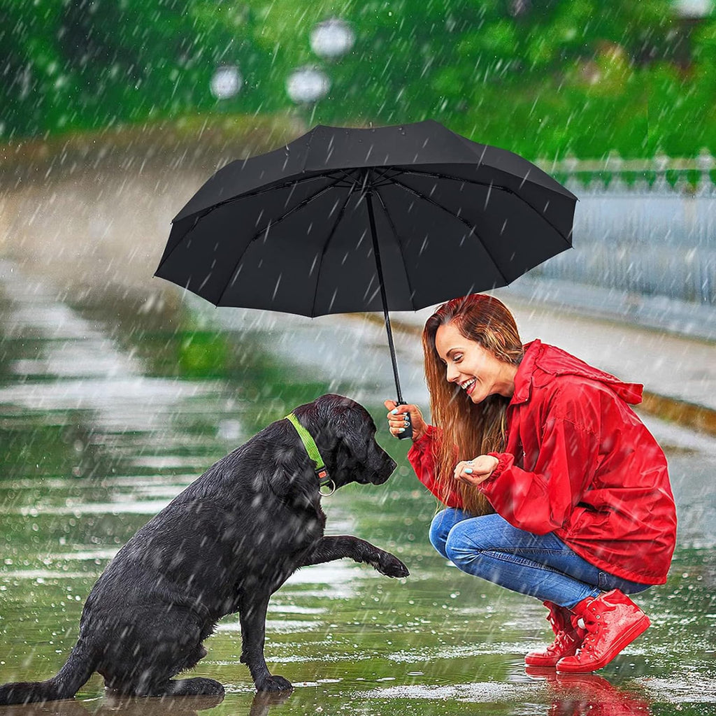 PANCA Windproof Automatic Open Close Travel Umbrella for Men & Women | Compact 3 Fold Rain Umbrella with 8 Reinforced Ribs | Portable Folding Umbrella for Office, Travel & Outdoor (Maroon)