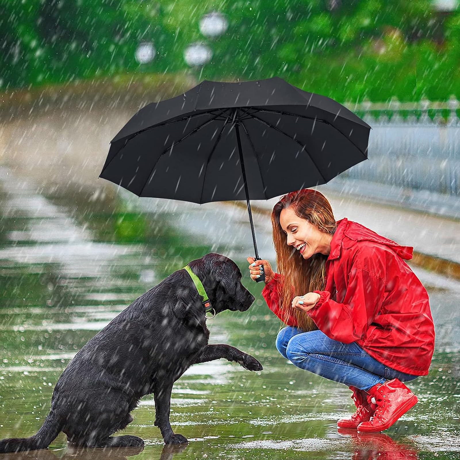 PANCA Windproof Automatic Open Close Travel Umbrella for Men & Women | Compact 3 Fold Rain Umbrella with 8 Reinforced Ribs | Portable Folding Umbrella for Office, Travel & Outdoor (Maroon)