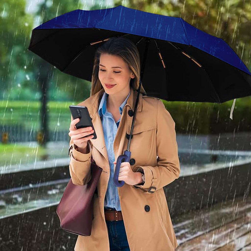 Zemic UV Umbrella for Sun & Rain – Auto Open/Close | Windproof | Travel-Friendly | SPF 50+ Coated (Navyblue)