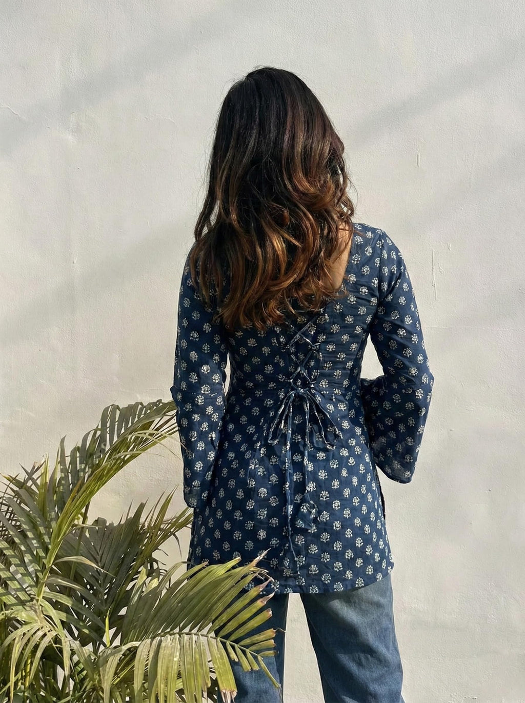 ANNI Designer Women's Viscose Printed Short Kurti (Nathiya Blue_S_Blue_Small)