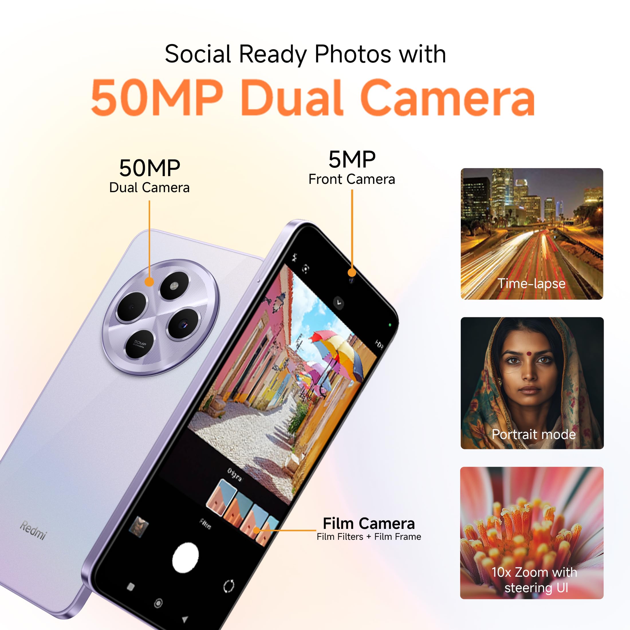 Redmi A4 5G (Sparkle Purple, 4GB RAM, 128GB Storage) | Segment Largest 6.88in 120Hz | 50MP Dual Camera | 18W Fast Charging | Charger in the Box