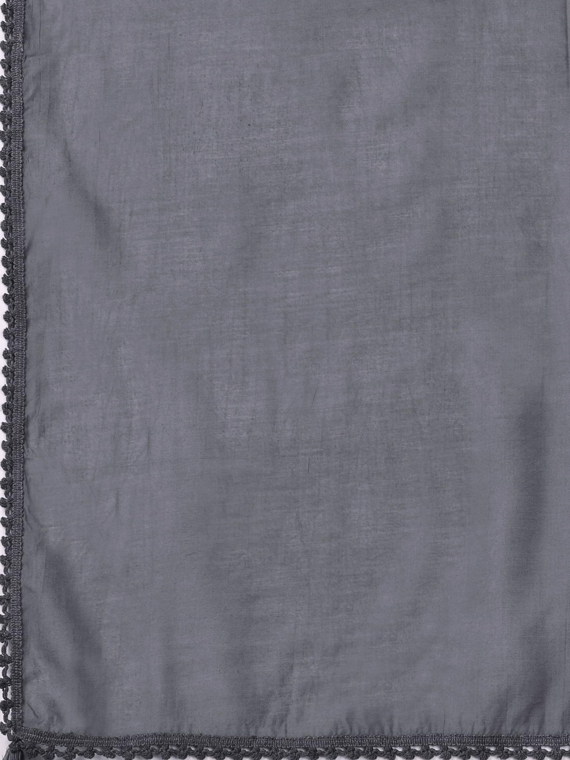 SHOPPING QUEEN Women's Silk Chikankari Kurta Pant with Dupatta (A526_Dim Grey_M)