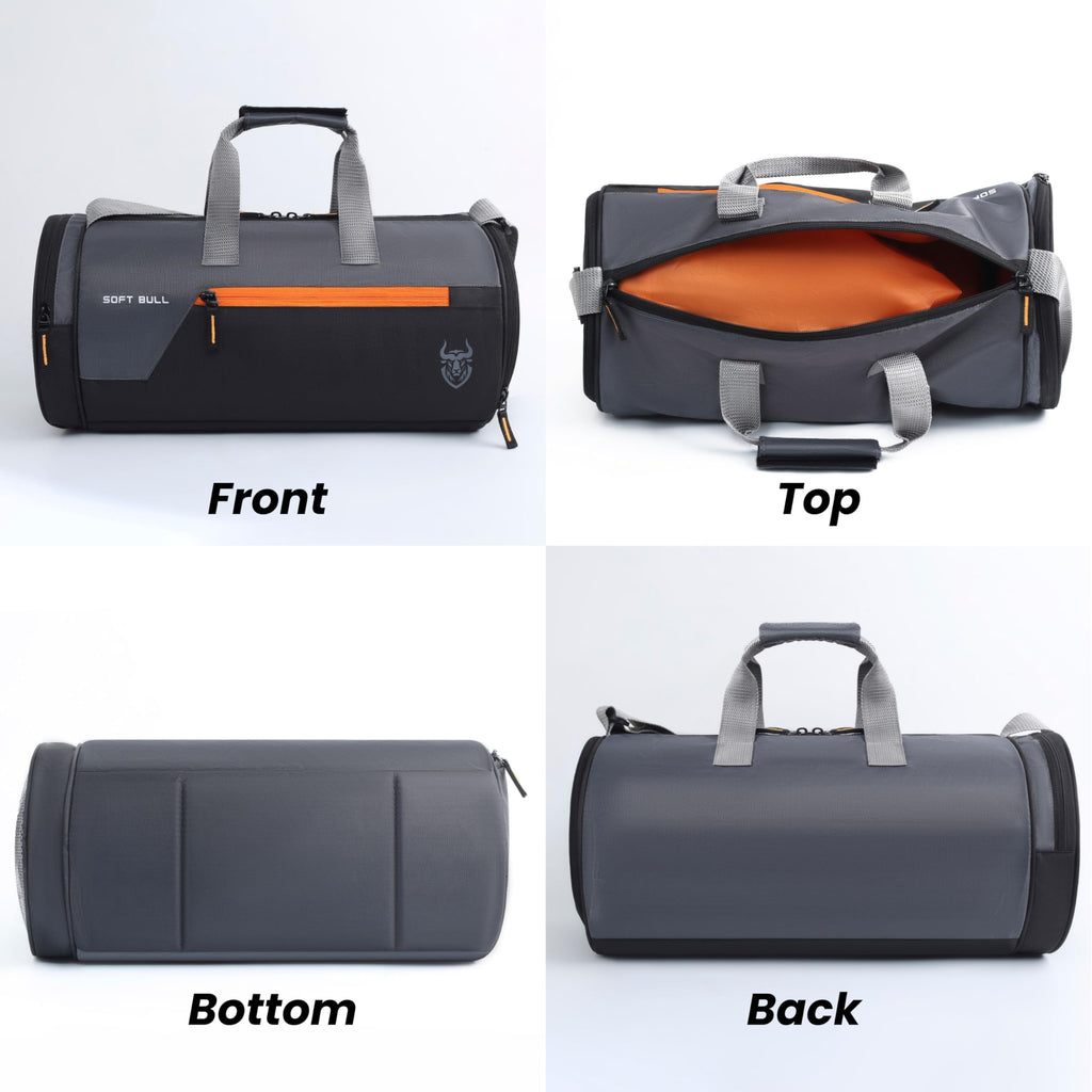 Soft Bull Gym Bag for Men 29L with Shoe Compartment | Gym Bags for Man Waterproof Duffle Bag | Sports Travel Bag for Men & Women | Gym Duffle Bag for Men for Workout, Travel, Sports Black