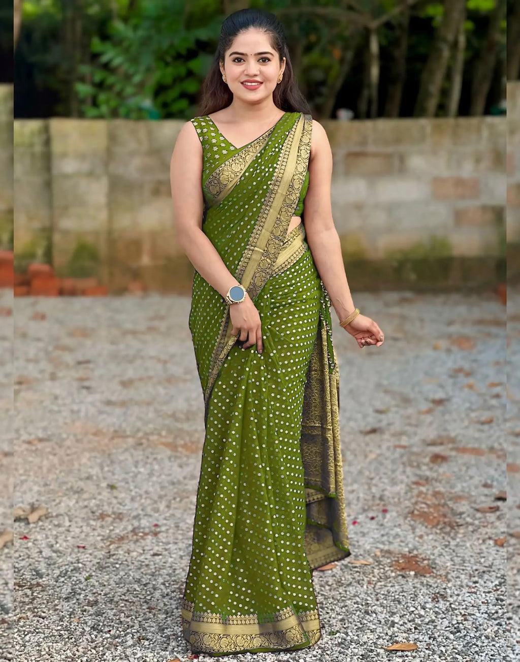 Shasmi Women's Mehndi Banarasi Pure Kanjivaram Silk Saree Soft new ladies Design Wear Pattu Sarees Latest 2026 Cotton Party Sari collections With Blouse Piece for Wedding sadi (PARI-236-MEHNDI)