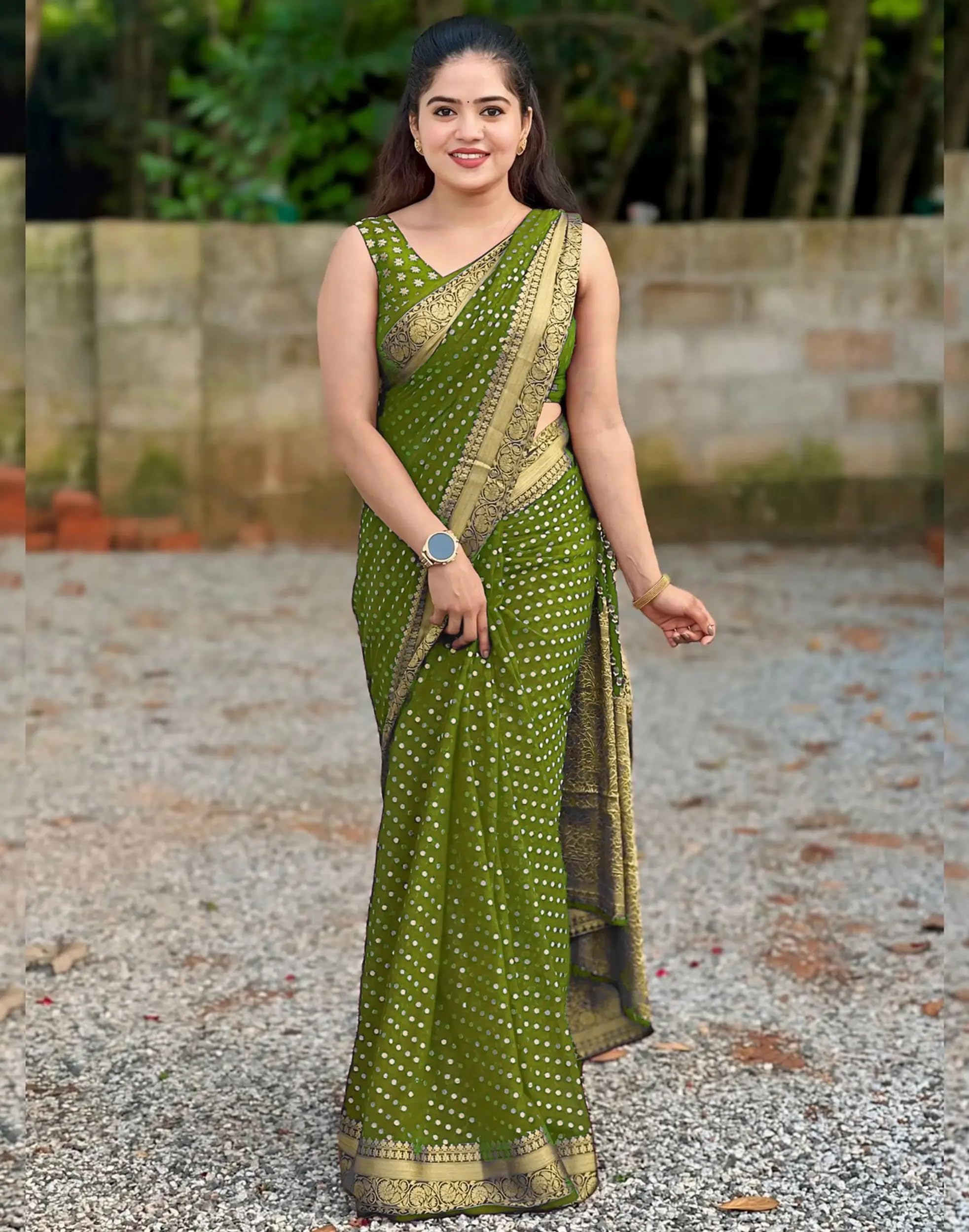 Shasmi Women's Mehndi Banarasi Pure Kanjivaram Silk Saree Soft new ladies Design Wear Pattu Sarees Latest 2026 Cotton Party Sari collections With Blouse Piece for Wedding sadi (PARI-236-MEHNDI)