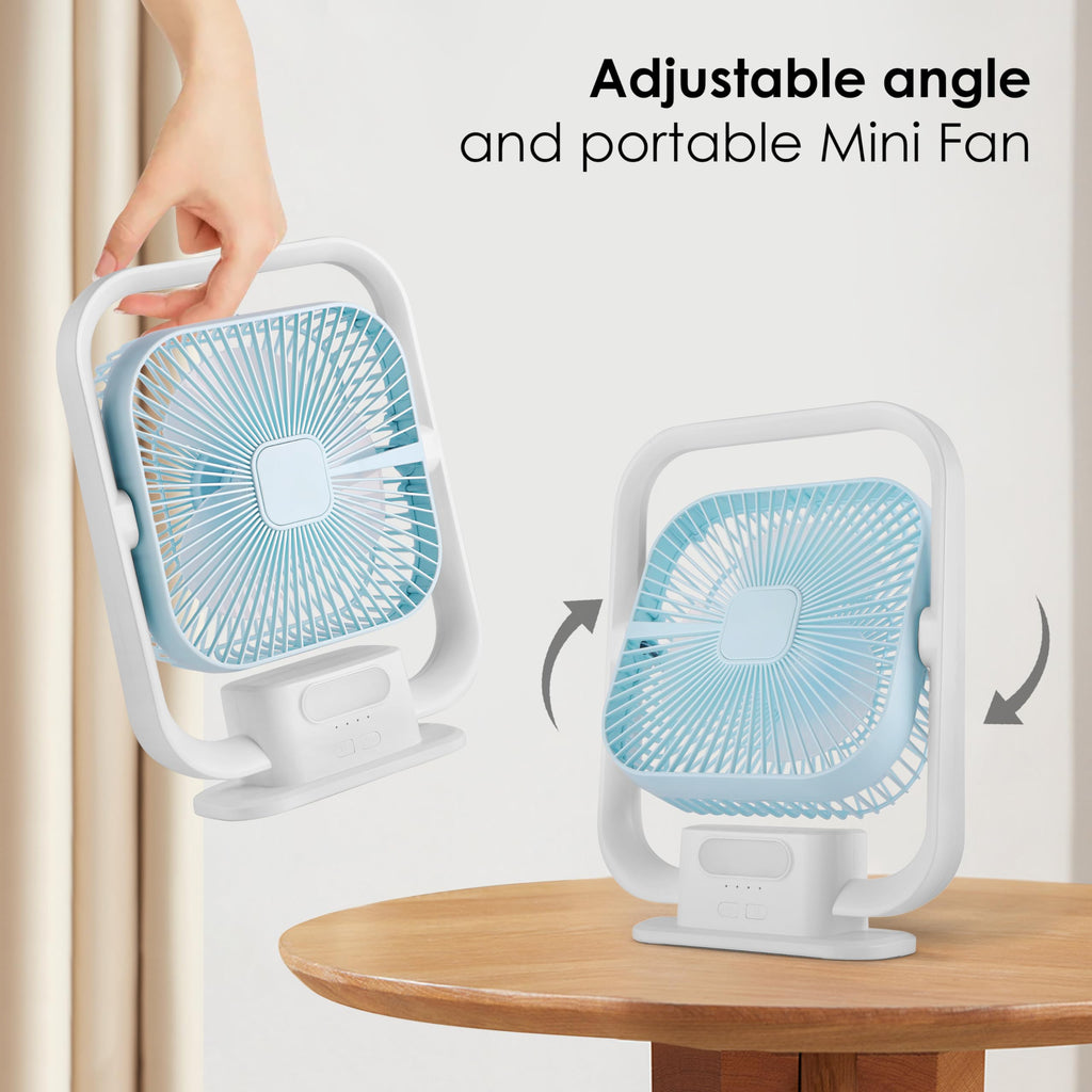 Gesto 9.6 Inch High Speed Rechargeable Table Fan for Home – USB Charging Battery Fan With Led Light | 3000mAh Battery for Upto 8 Hours Runtime | 3 Speed Modes Portable fan for Home,Office,Desk,Kitchen