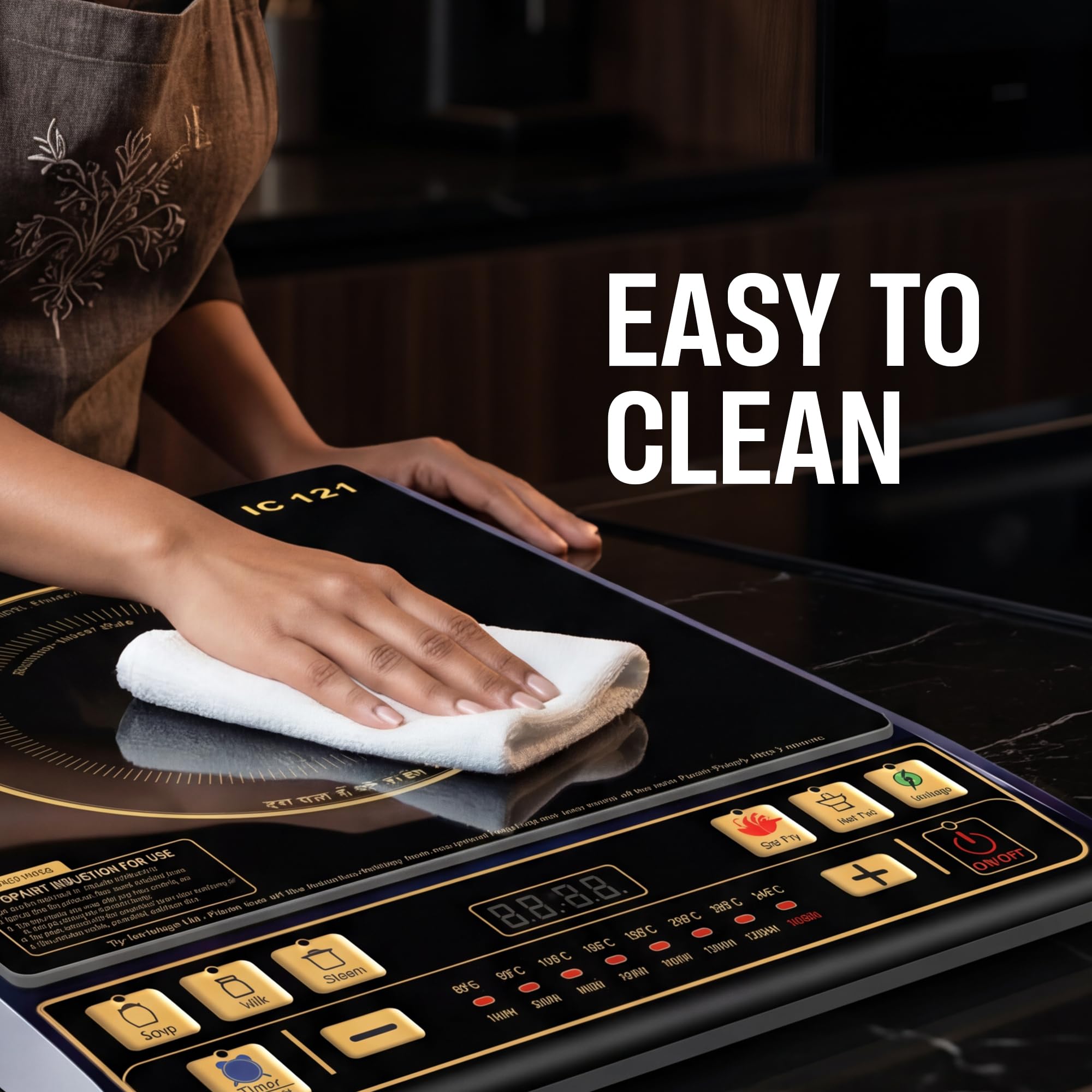 Rico BIS-ISI Certified induction stove with Free Vessel & Lid | 3 Yr Replacement Warranty on Coil | Milk Boil Mode with Timer | Fast Heating | Power Saving | 4KVA High Voltage Protection.