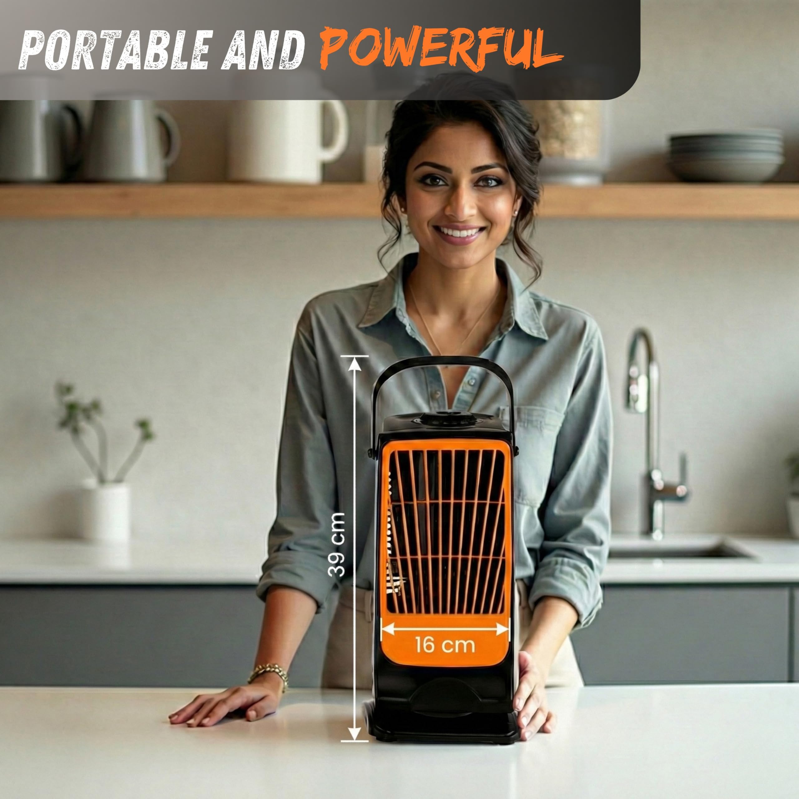 Ekvira Aura High Speed Cooling Fan NEW | High Speed Tower Fan | 120° Oscillation | 3 Speed Single-Knob Control | Bladeless Safe Design | 1 Year Warranty | Portable Table Fan for Home Office Kitchen