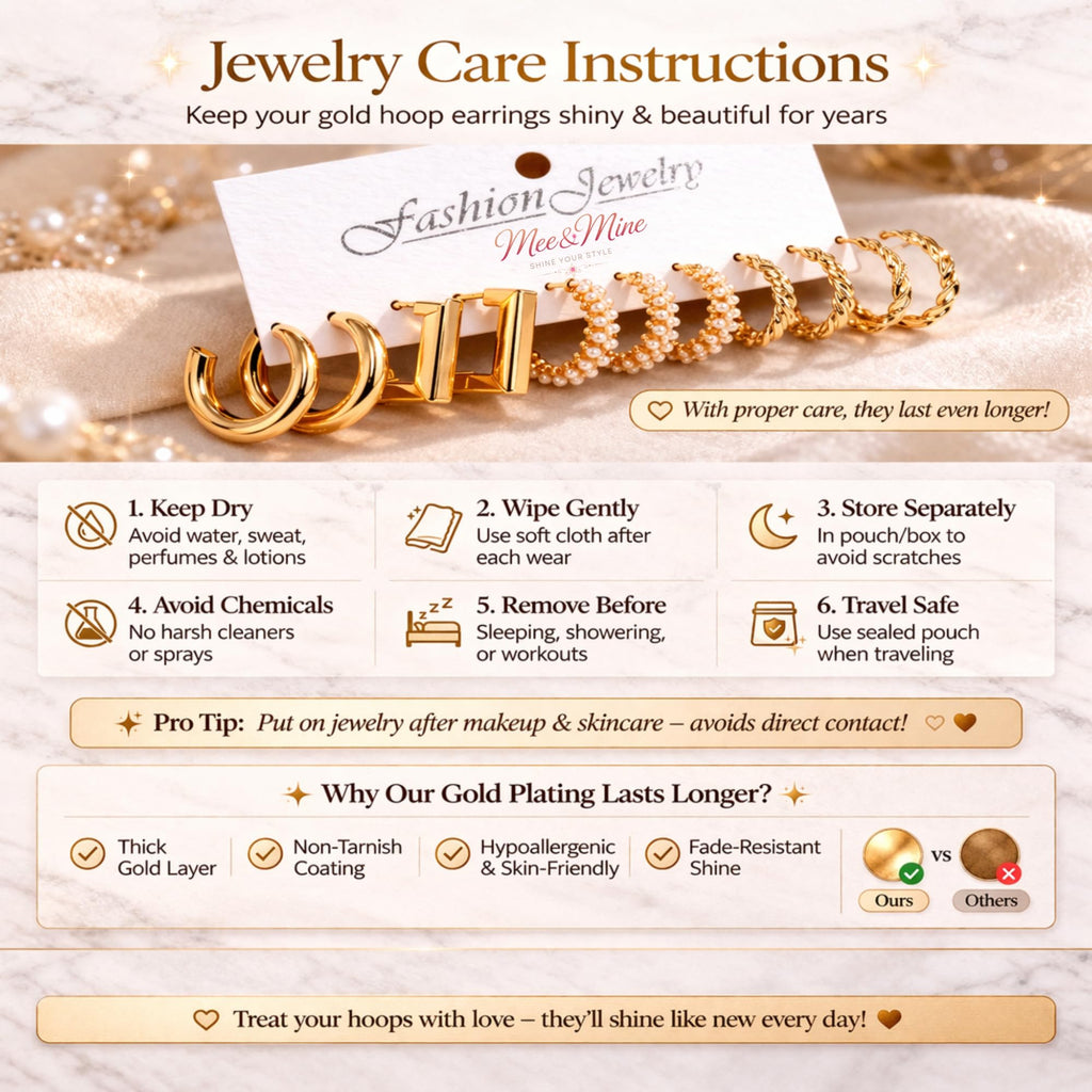 Mee&Mine Gold Hoop Earrings Set for Women (5 Pairs) – Chunky, Twisted, Pearl Hoop Earrings Combo, Trendy Gold Plated Earrings Set, Stylish Everyday Jewelry for Girls & Women
