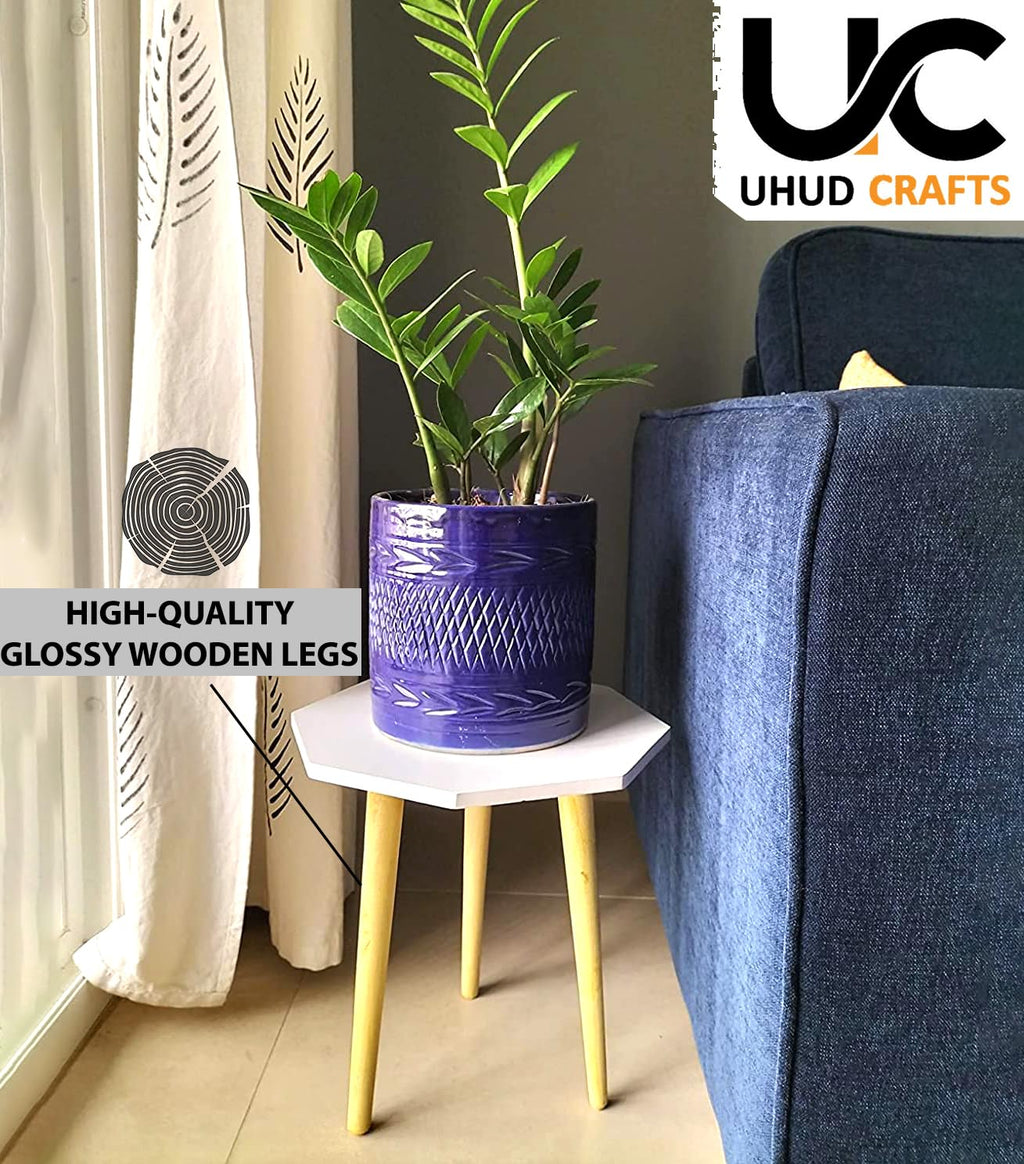 UHUD CRAFTS Beautiful Antique Wooden Fold-able Side Table/End Table/Plant Stand/Stool Living Room Kids Play Furniture Table Round Shape