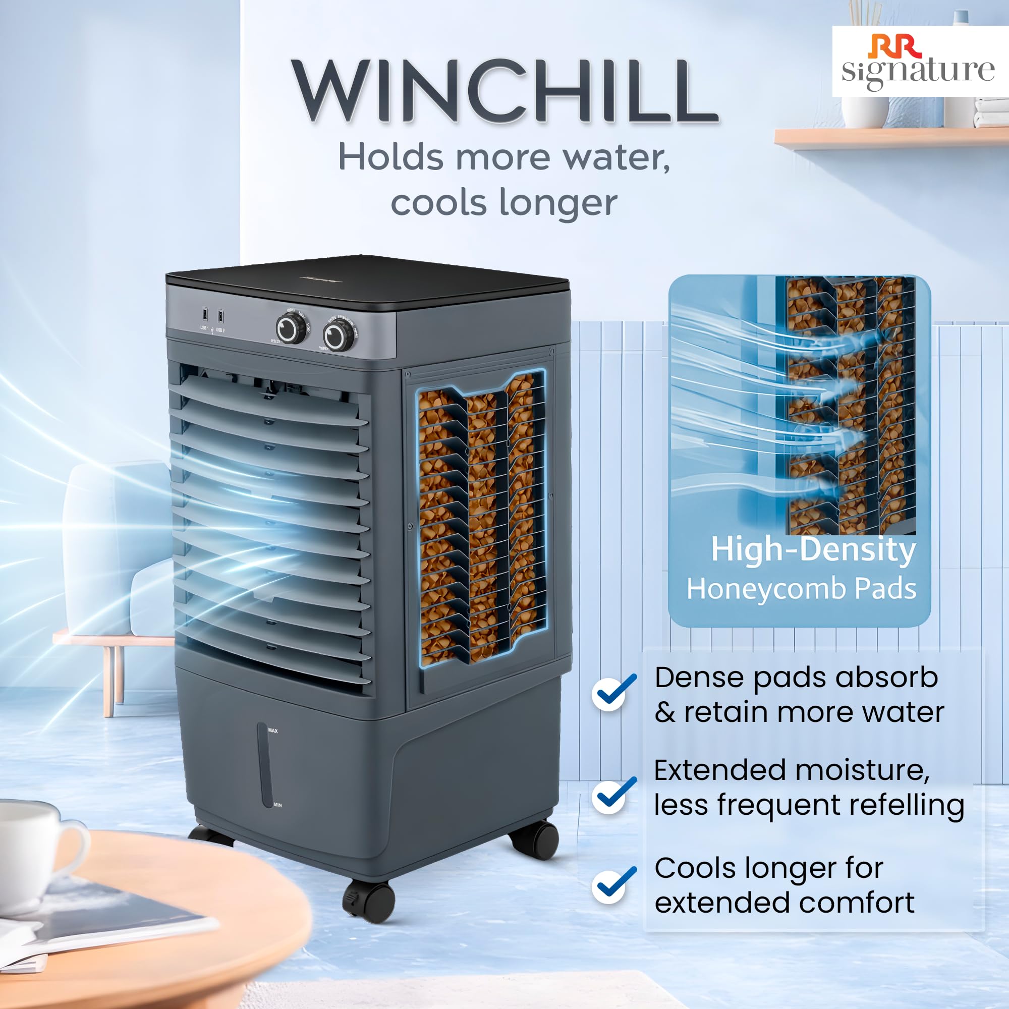RR Signature WINCHILL CH Personal Air Cooler 50 LTR 【Dark Grey】