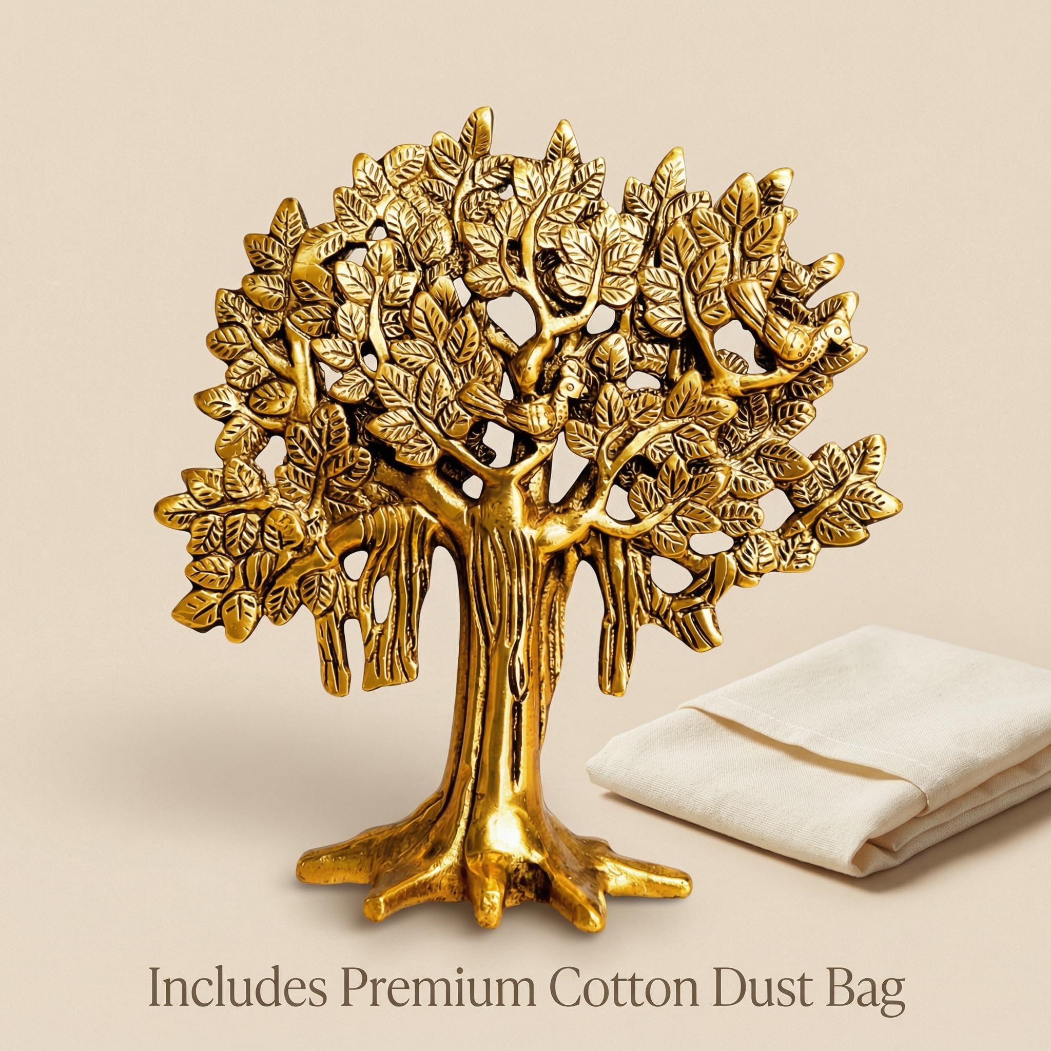 Shineyou Brass Kalpavriksha Tree 7.5 Inch | Vastu Tree of Life for Wealth & Prosperity | Premium Home Decor & Gift Item for Housewarming, Office, Living Room