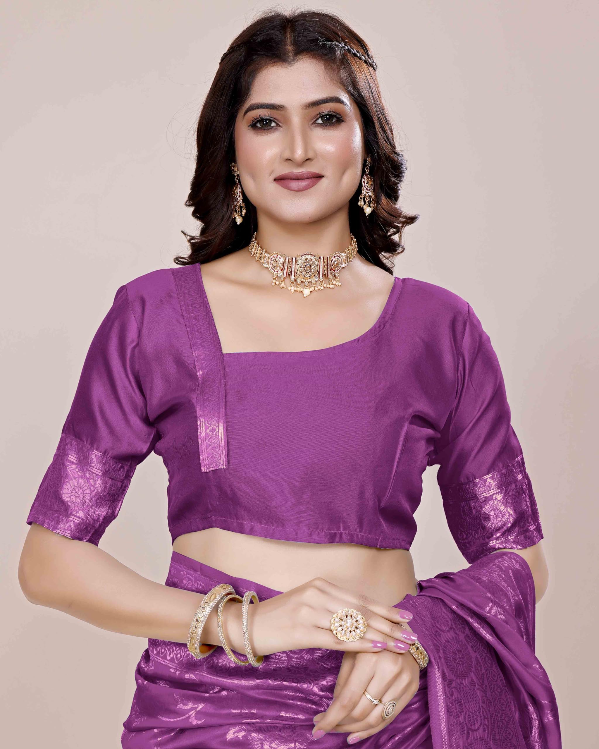 Shasmi Women's Wine Banarasi Pure Kanjivaram Silk Saree Soft new ladies Design Wear Pattu Sarees Latest 2026 Cotton Party Sari collections With Blouse Piece for Wedding sadi (PARI-228 WINE)