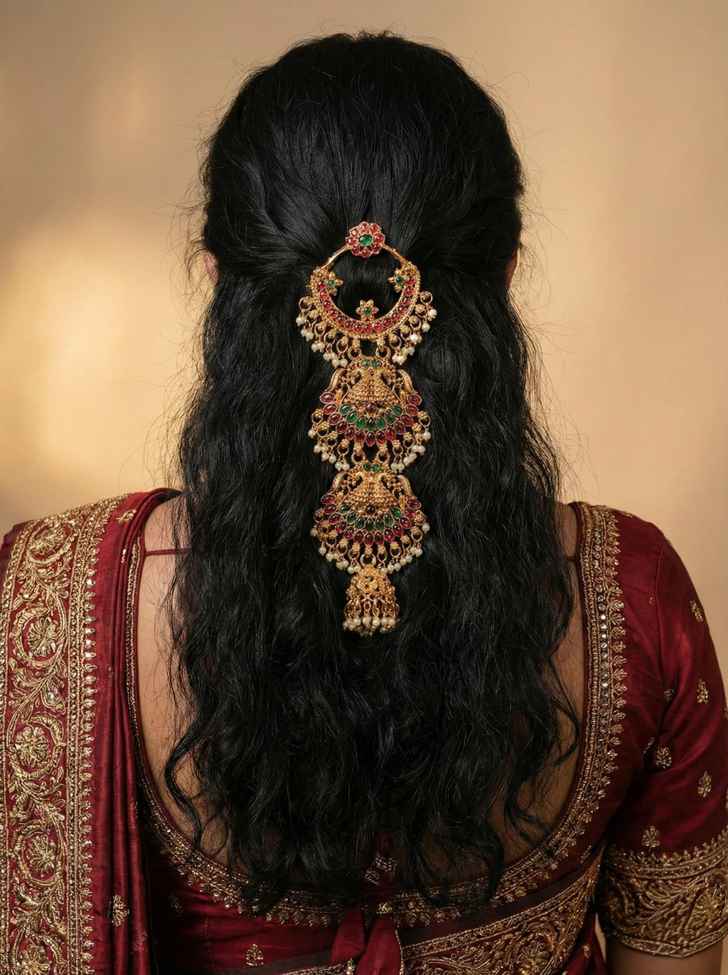 Diksha Collection Lakshmi Hair Pins Gold Plated Laxmi Design Bridal Jadai Billai Wedding Hair Braid Accessories Hair Choti South Indian Traditional Hairpins Bridal Bharatanatyam Hair Accessories Pack of 1 for Girls/women | Jada Billai Lakshami Choti