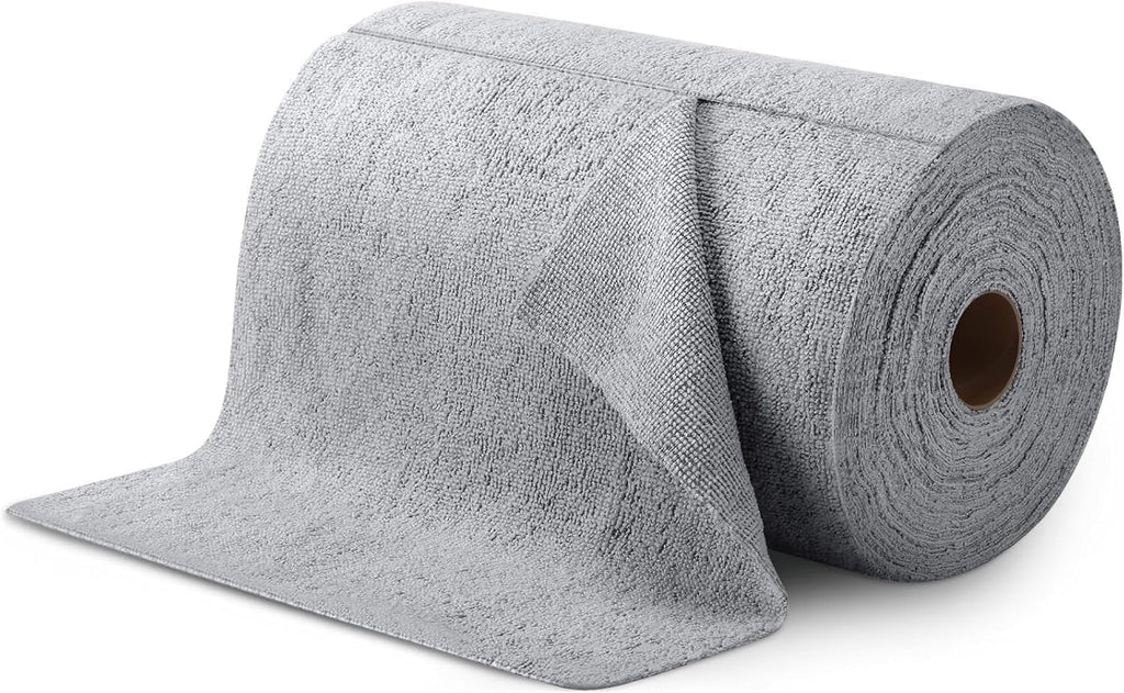 KESI ORNAMENTS Microfiber Cleaning Cloth 1 Roll - Tear-Away Reusable Microfiber Paper Towels, Lint-Free, 2000 Time Washable Scratch-Free, Kitchen Towels for Car, Home, Kitchen, Glass, Dishes (Grey)