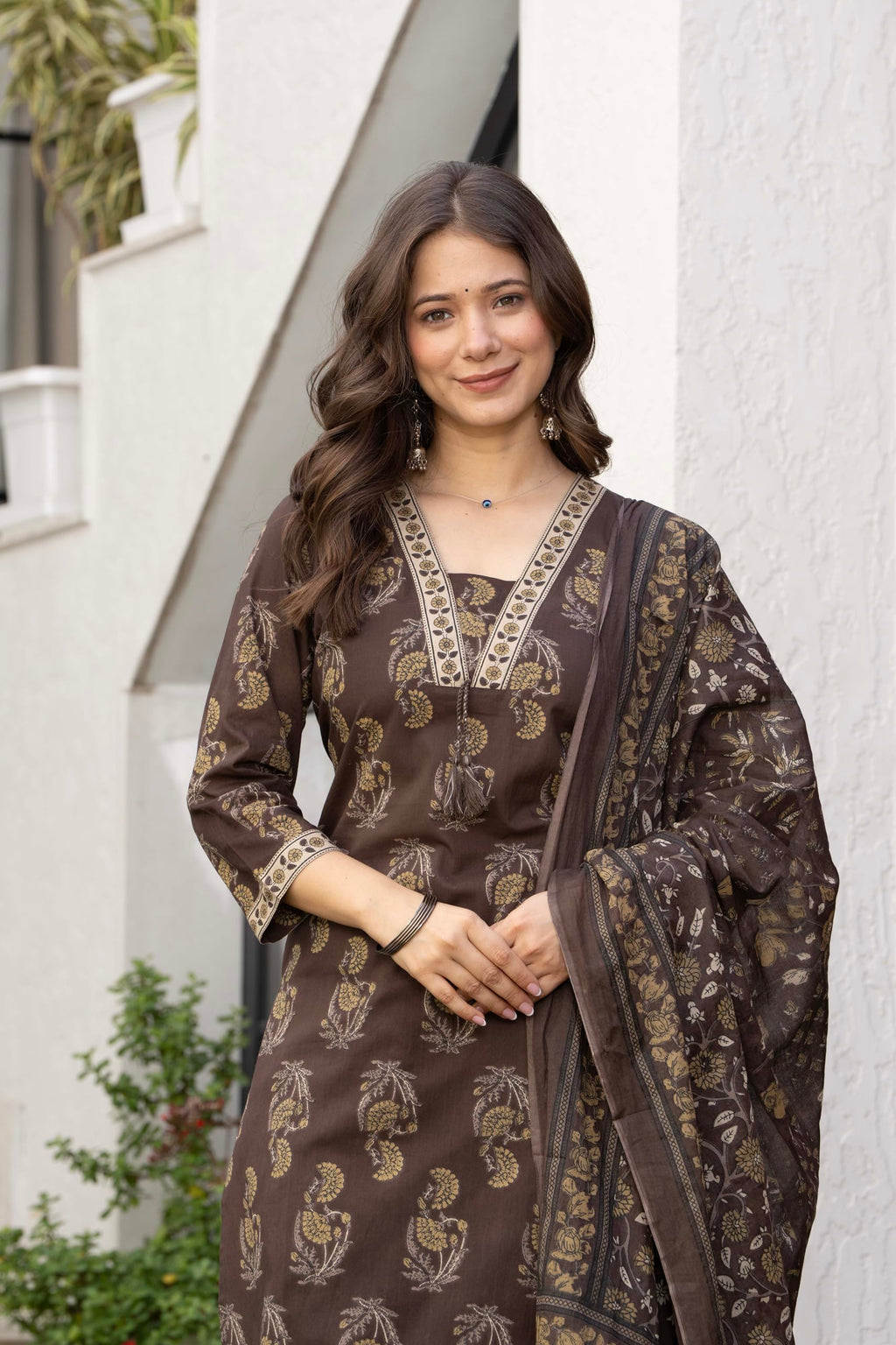 PARTHVI Women’s Cotton Printed Kurta Set with Pants & Dupatta | Elegant Ethnic Wear for Women | Floral Print | Comfortable Suit Set