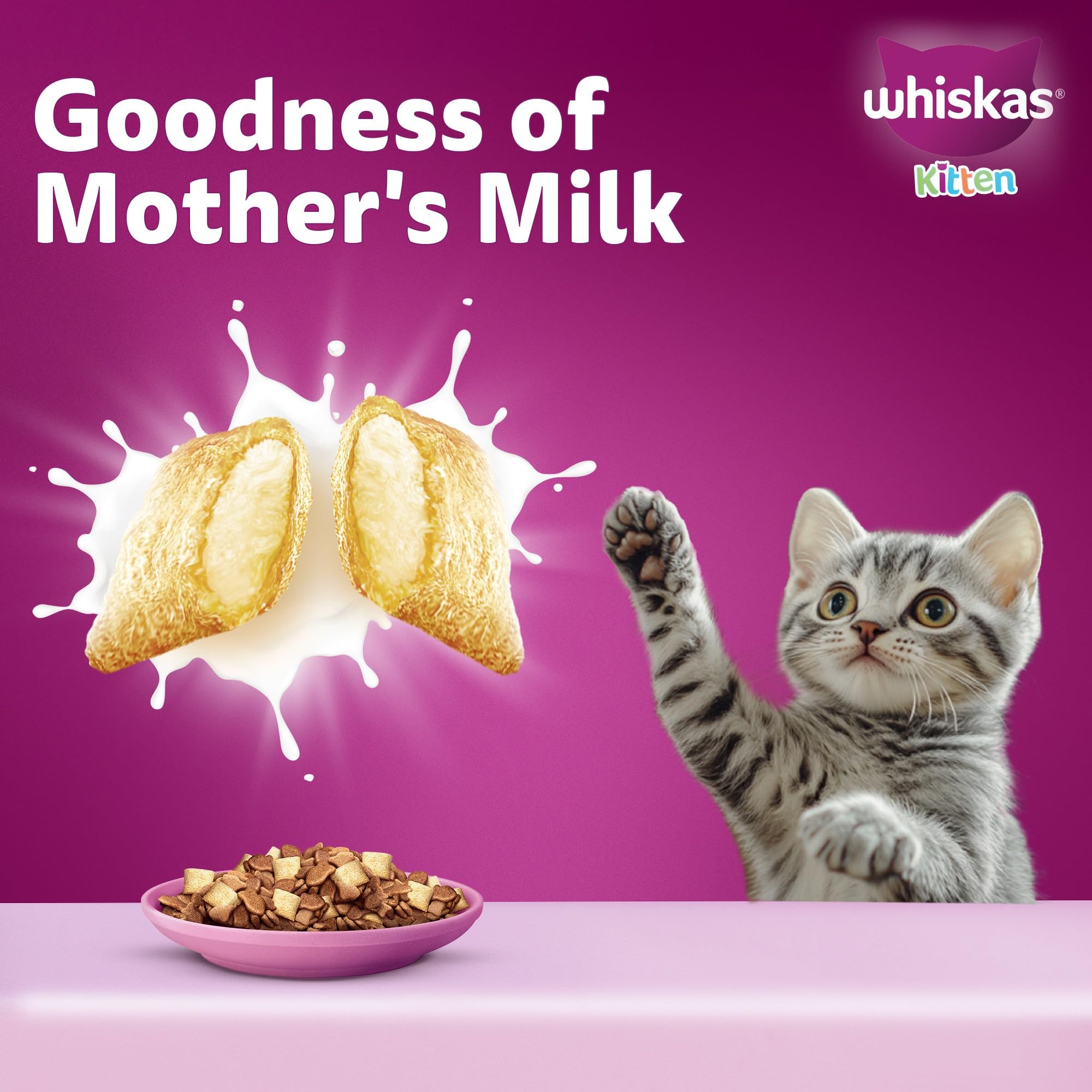 Whiskas Junior Mother Cat & Kitten (2-12 Months) Dry Cat Food, Ocean Fish Flavour, 1.1 kg, Contains 41 Essential Nutrients, Complete & Balanced Nutrition for Mother Cats & Kittens