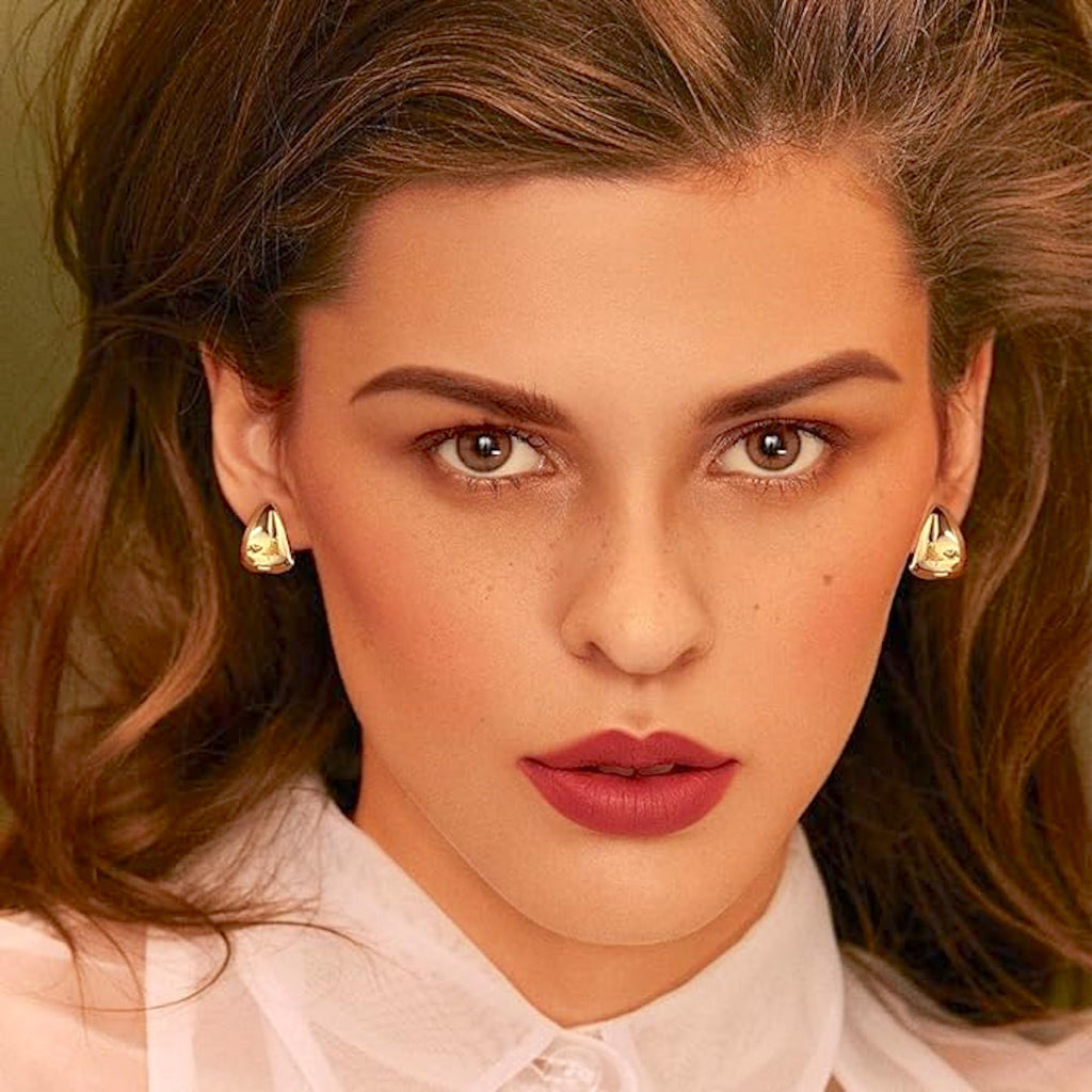 Salve Gold Earrings for Women – Dainty, Chunky, Huggie & Bow Styles | Valentine's Gift for Girlfriend | Anti-Tarnish Hypoallergenic Hoop & Stud Earrings | Aesthetic Fashion Jewelry for Girls & Women (Huggie Dome)