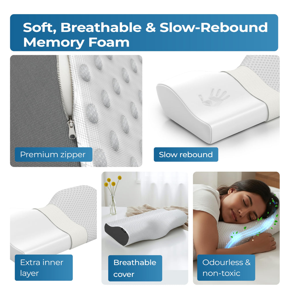 Lifelong Cervical Pillow for Neck Pain | Orthopedic Memory Foam Neck Pillow for Sleeping |Cervical Support for Spondylitis, Back & Shoulder Pain Relief |19x12x3.5 Inch| Comfortable Bed Pillow (LLCP05)