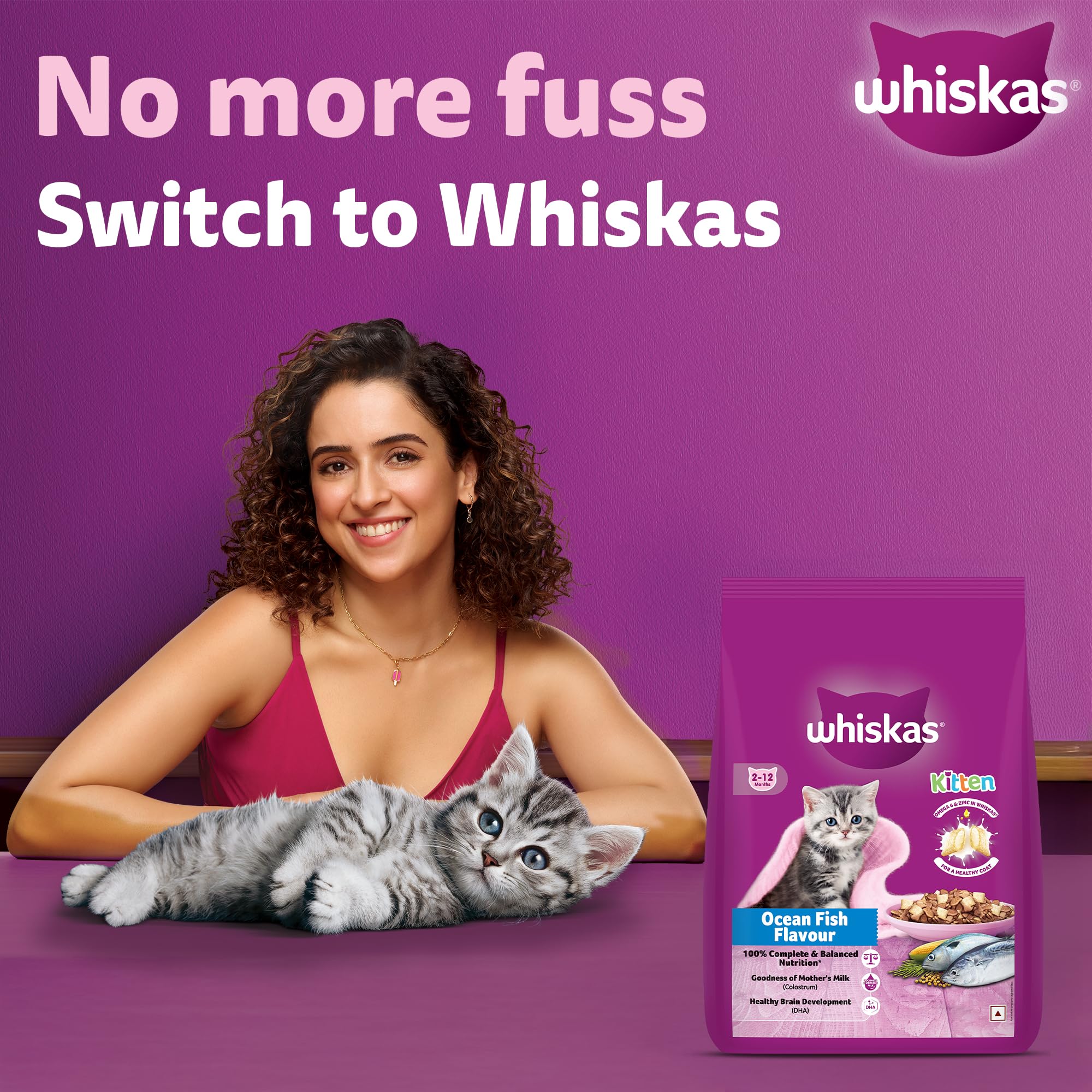Whiskas Junior Mother Cat & Kitten (2-12 Months) Dry Cat Food, Ocean Fish Flavour, 1.1 kg, Contains 41 Essential Nutrients, Complete & Balanced Nutrition for Mother Cats & Kittens