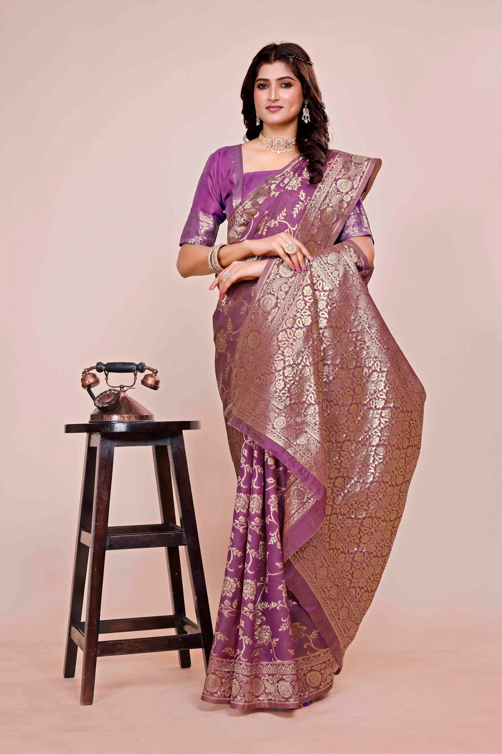 Shasmi Women's Wine Banarasi Pure Kanjivaram Silk Saree Soft new ladies Design Wear Pattu Sarees Latest 2026 Cotton Party Sari collections With Blouse Piece for Wedding sadi (PARI-228 WINE)
