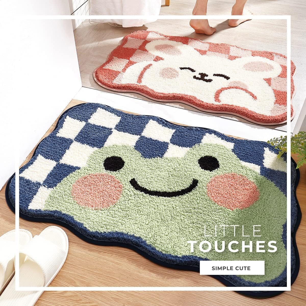 Roseate Frog Super Soft Anti Skid (40x60 cm) Super Absorbent Mats Microfibre 2000 GSM Door Mats for Home/Bathroom/Bedroom/Kitchen/Floor Mat (Pack of 1)