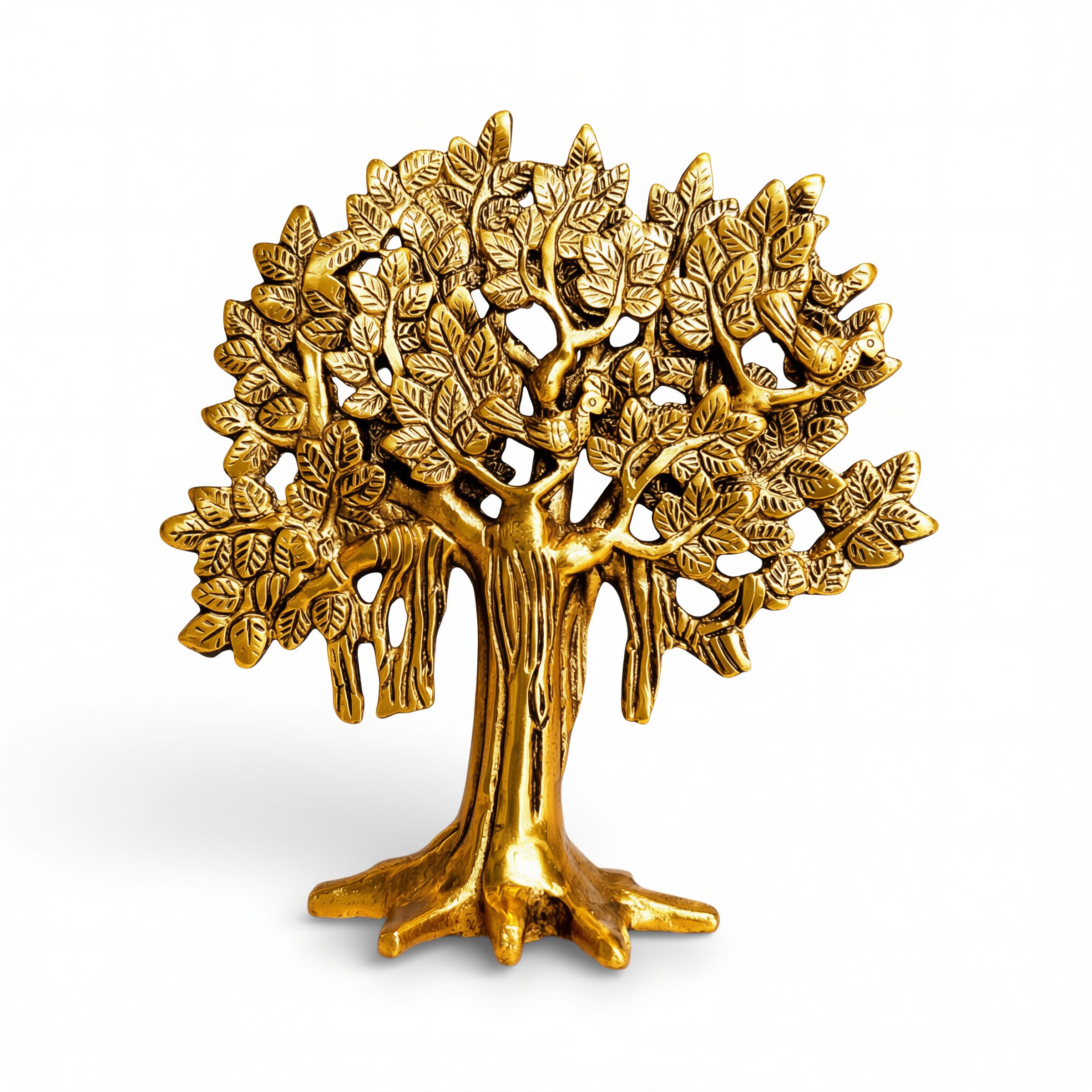 Shineyou Brass Kalpavriksha Tree 7.5 Inch | Vastu Tree of Life for Wealth & Prosperity | Premium Home Decor & Gift Item for Housewarming, Office, Living Room