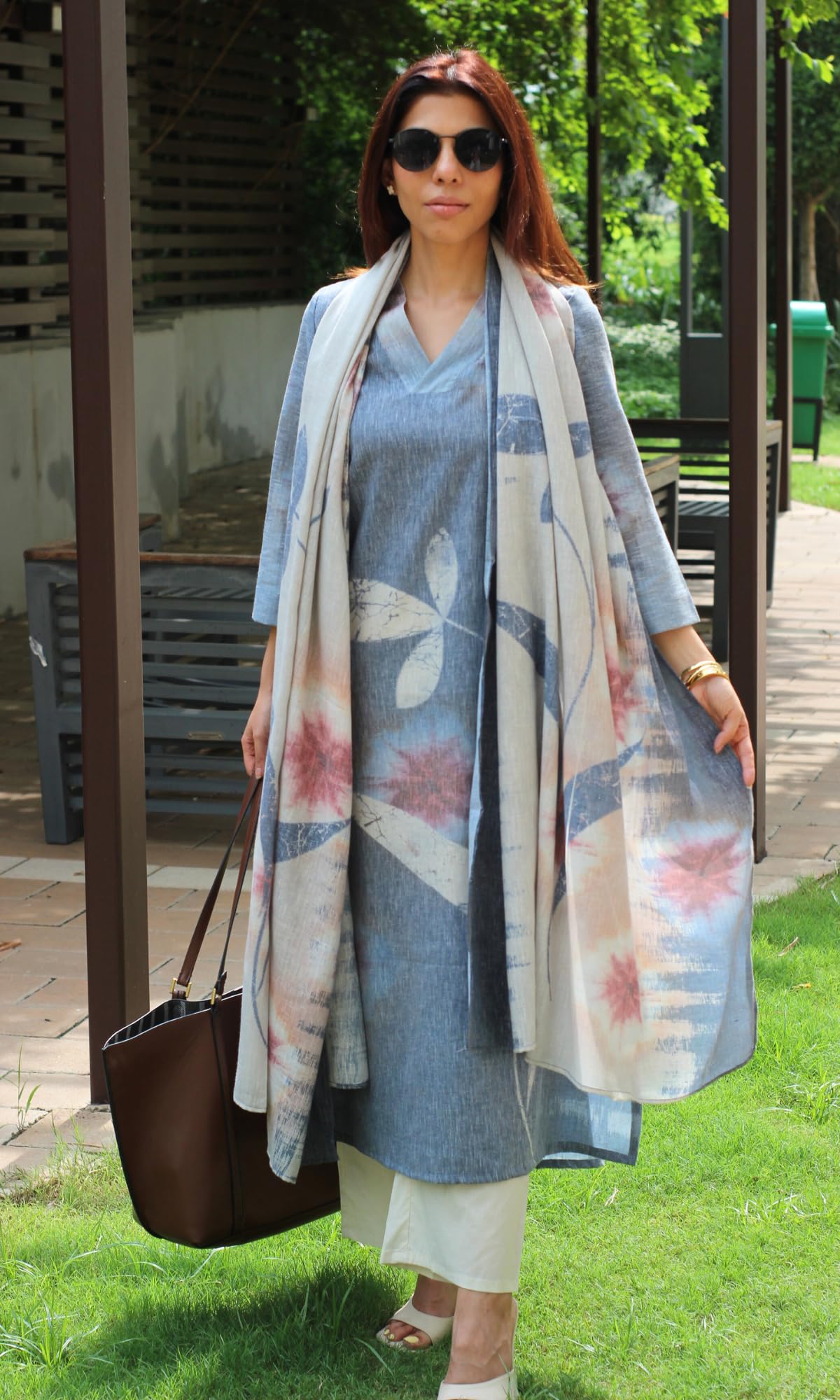 ANNI Designer Women's Cotton Blend Straight Printed Kurta with Pant & Dupatta (Mrita Grey_XL_Grey_X-Large)
