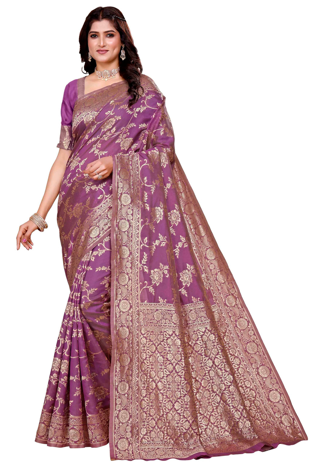 Shasmi Women's Wine Banarasi Pure Kanjivaram Silk Saree Soft new ladies Design Wear Pattu Sarees Latest 2026 Cotton Party Sari collections With Blouse Piece for Wedding sadi (PARI-228 WINE)