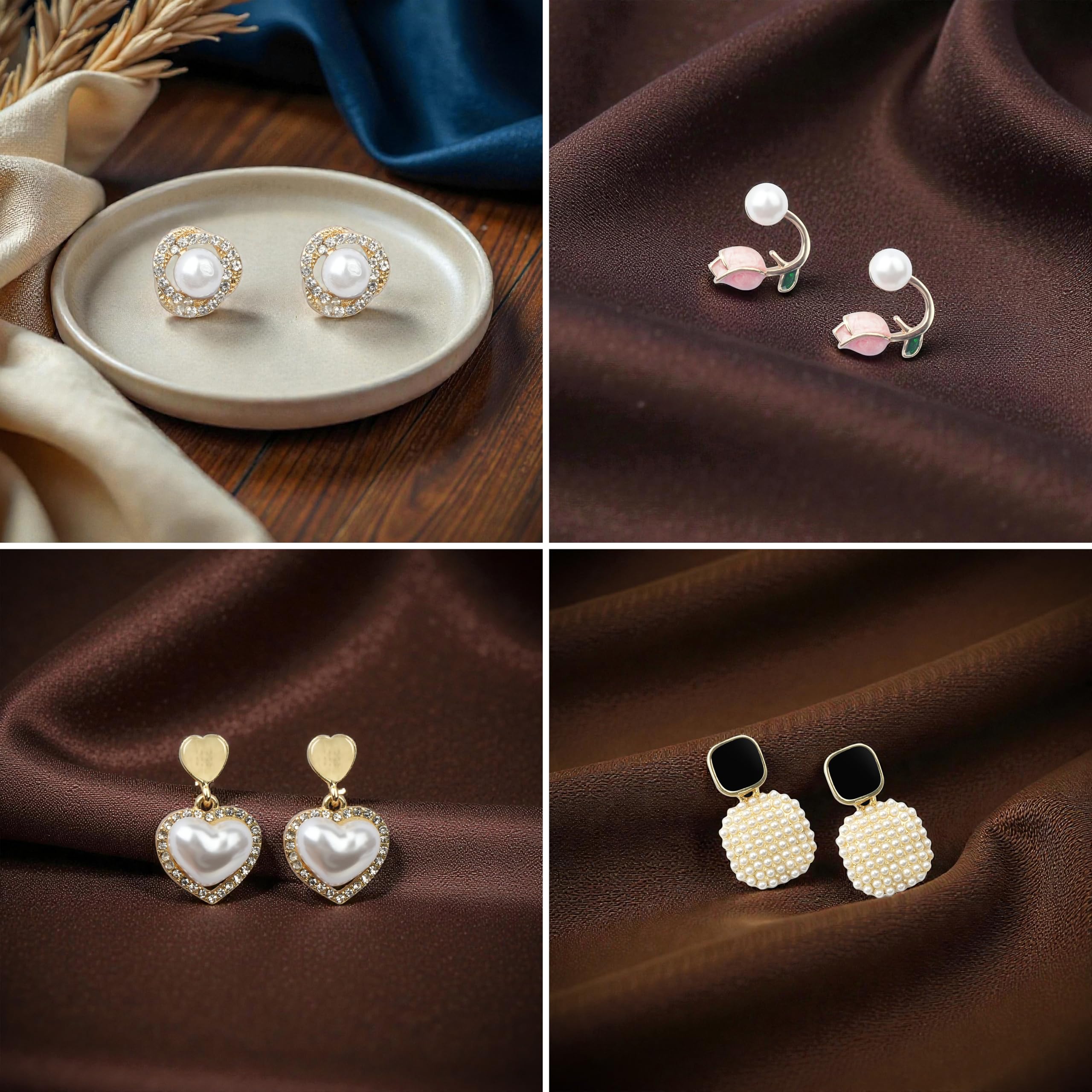 MakeYourGift Pretty Pairings 12 Pairs Earrings Set for Women with Jewellery Box | Stylish Stud, Pearl, Drop & Designer Earrings | Premium Gift Set for Girls | Birthday, Anniversary, Engagement