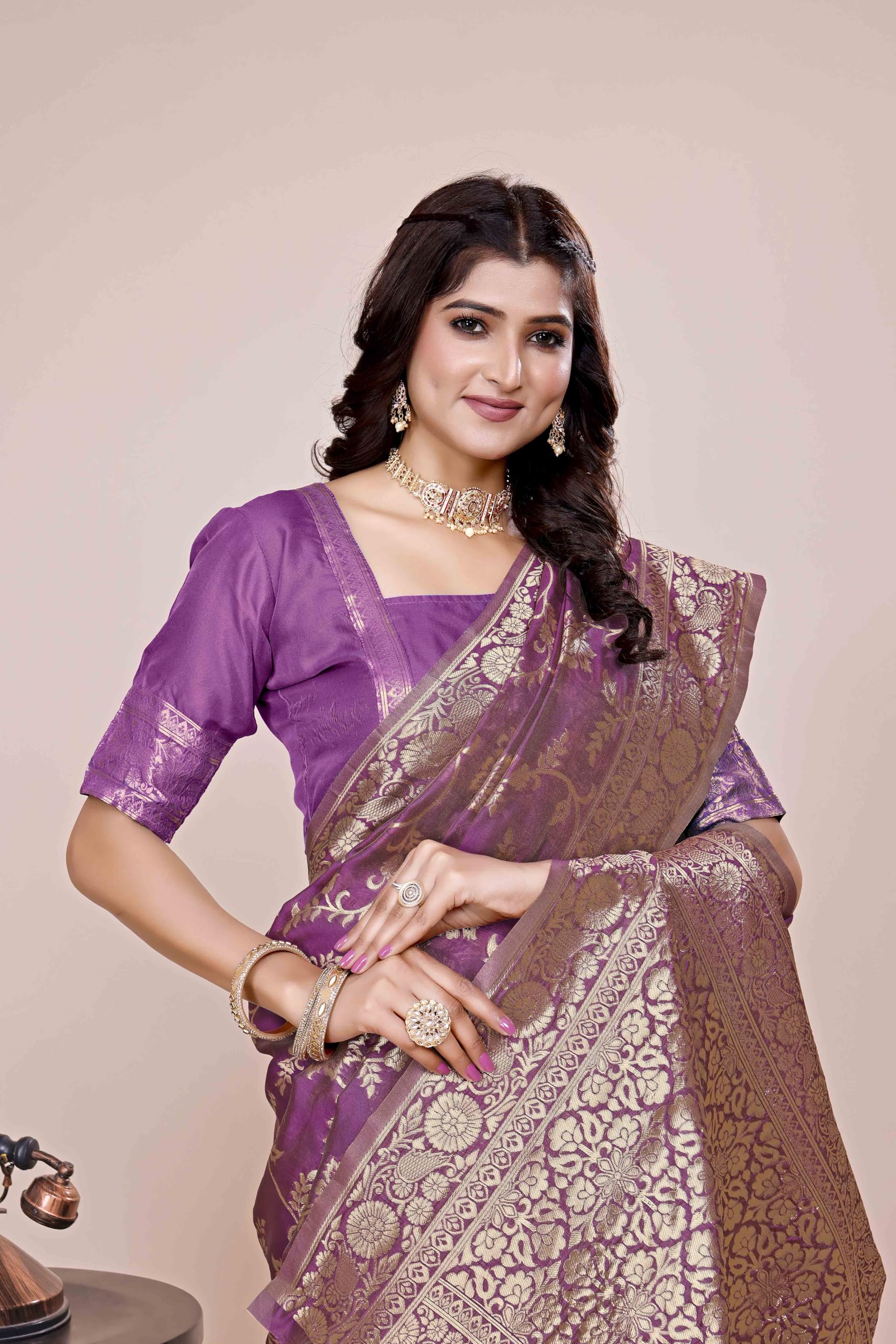 Shasmi Women's Wine Banarasi Pure Kanjivaram Silk Saree Soft new ladies Design Wear Pattu Sarees Latest 2026 Cotton Party Sari collections With Blouse Piece for Wedding sadi (PARI-228 WINE)