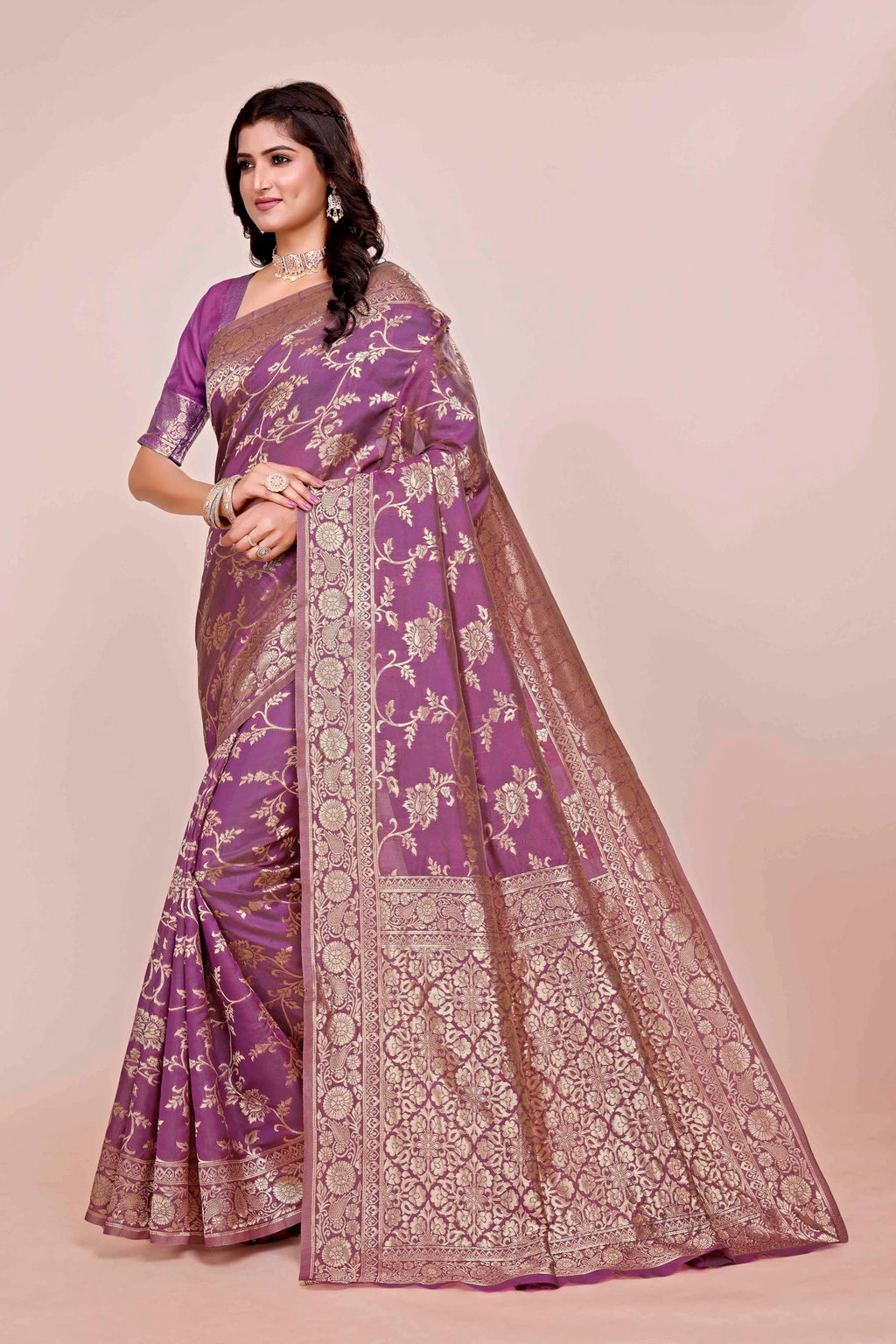 Shasmi Women's Wine Banarasi Pure Kanjivaram Silk Saree Soft new ladies Design Wear Pattu Sarees Latest 2026 Cotton Party Sari collections With Blouse Piece for Wedding sadi (PARI-228 WINE)