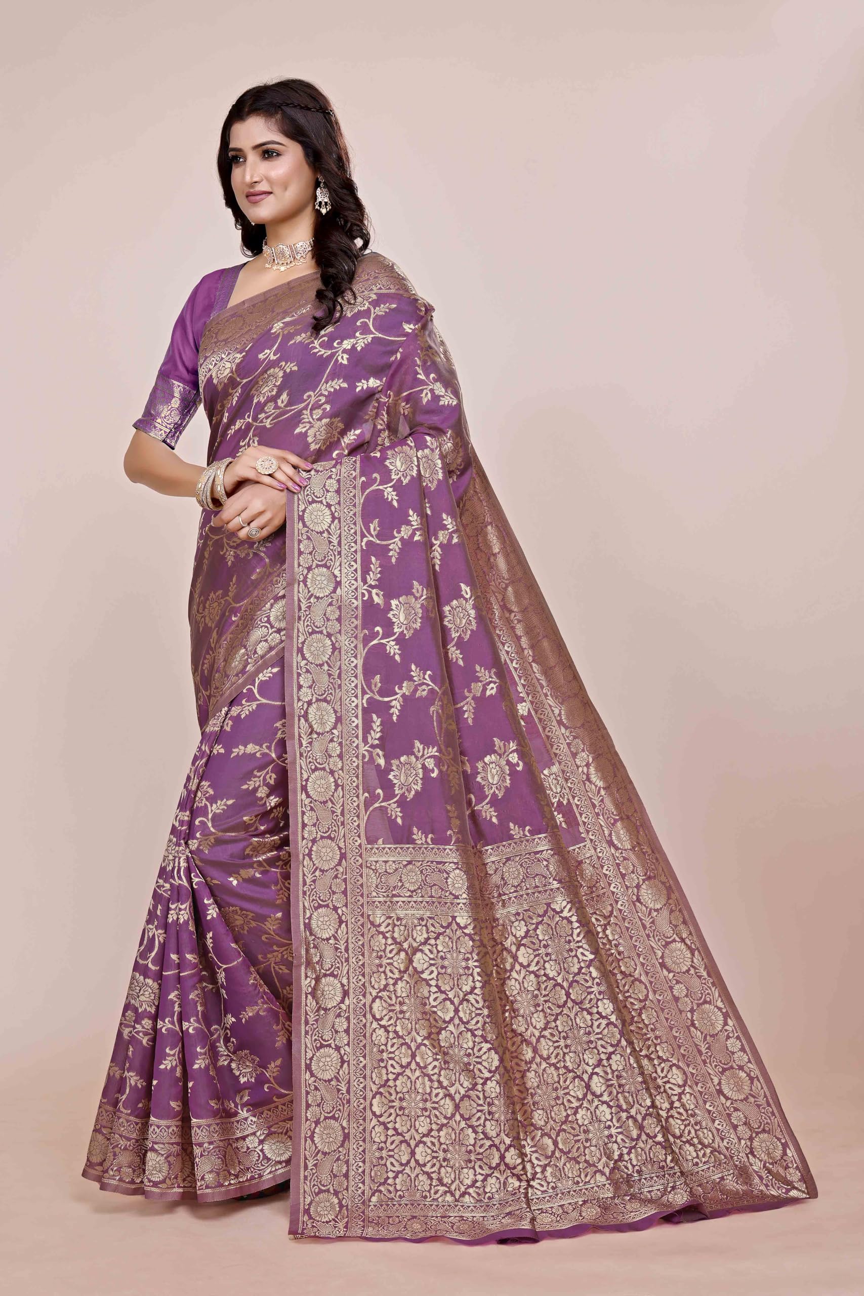 Shasmi Women's Wine Banarasi Pure Kanjivaram Silk Saree Soft new ladies Design Wear Pattu Sarees Latest 2026 Cotton Party Sari collections With Blouse Piece for Wedding sadi (PARI-228 WINE)