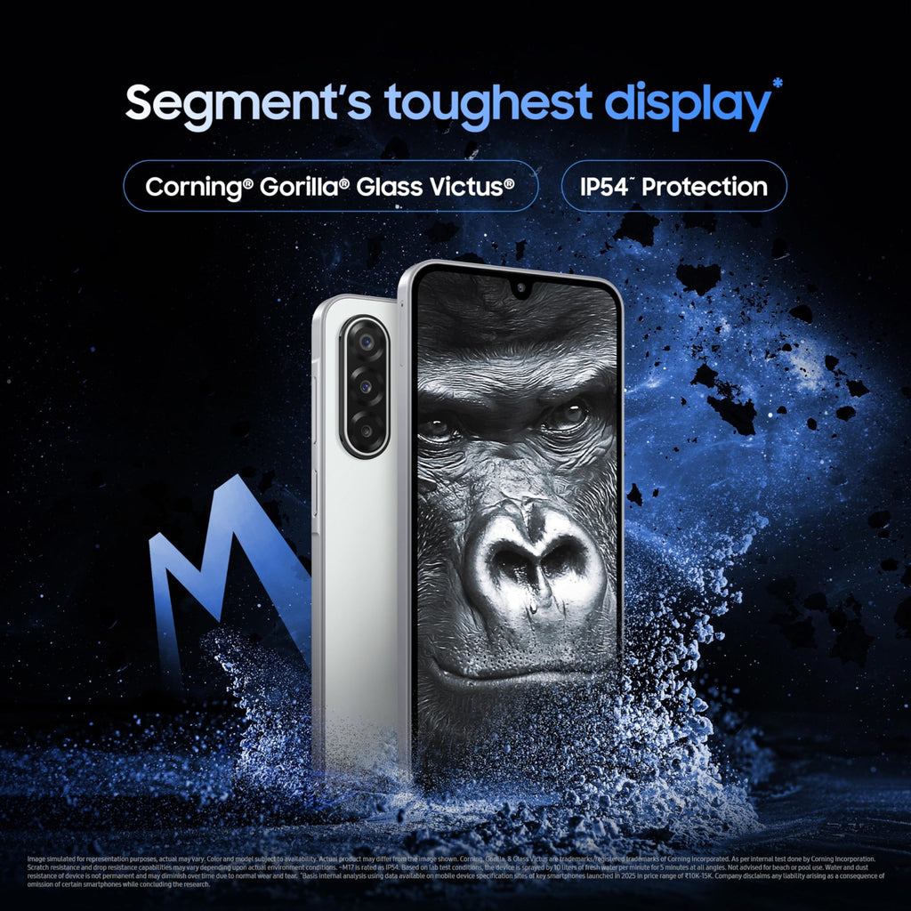 Samsung Galaxy M17 5G Mobile (Sapphire Black, 6GB RAM, 128GB Storage) | 50MP OIS Triple Camera | Gorilla Glass Victus | IP54 | 6 Gen OS Upgrades | AI | Gemini Live | Lag-Free Gaming | Without Charger