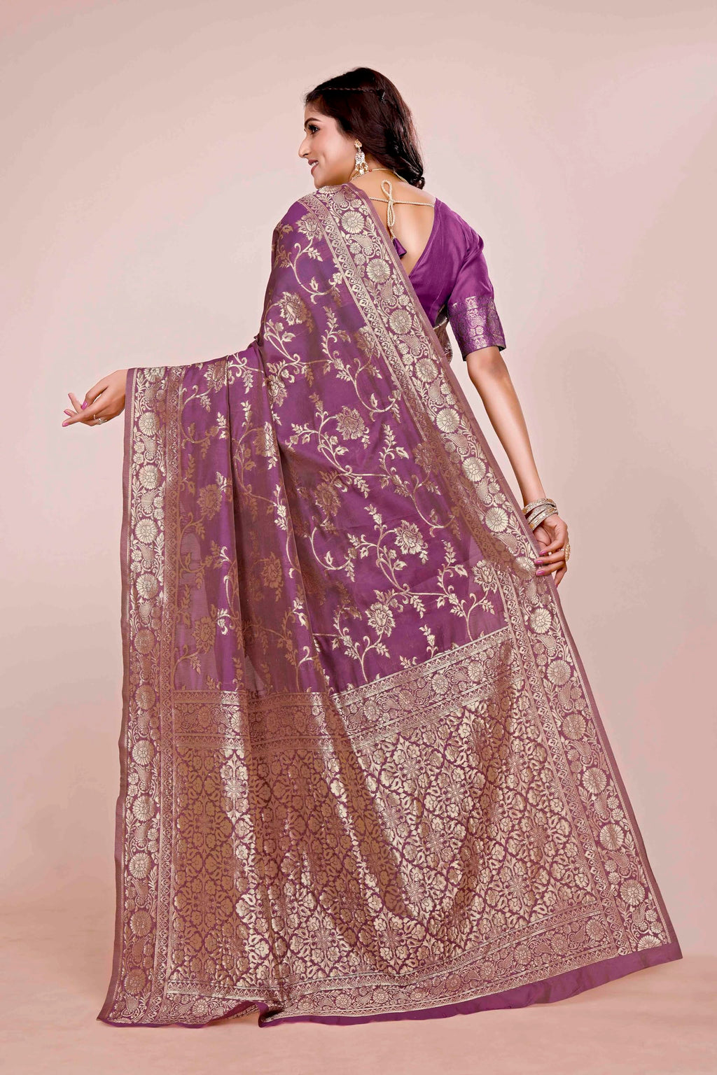 Shasmi Women's Wine Banarasi Pure Kanjivaram Silk Saree Soft new ladies Design Wear Pattu Sarees Latest 2026 Cotton Party Sari collections With Blouse Piece for Wedding sadi (PARI-228 WINE)