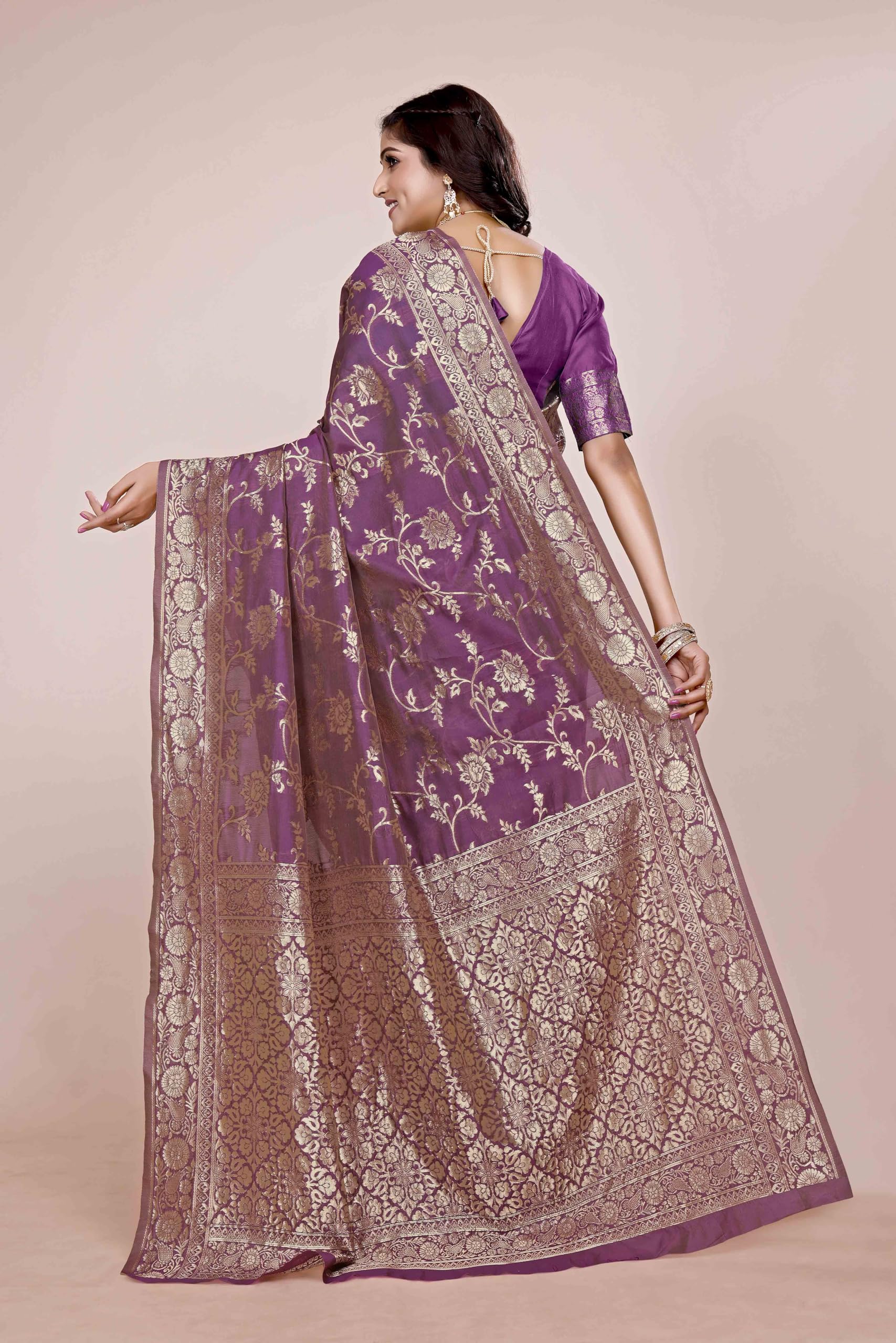 Shasmi Women's Wine Banarasi Pure Kanjivaram Silk Saree Soft new ladies Design Wear Pattu Sarees Latest 2026 Cotton Party Sari collections With Blouse Piece for Wedding sadi (PARI-228 WINE)