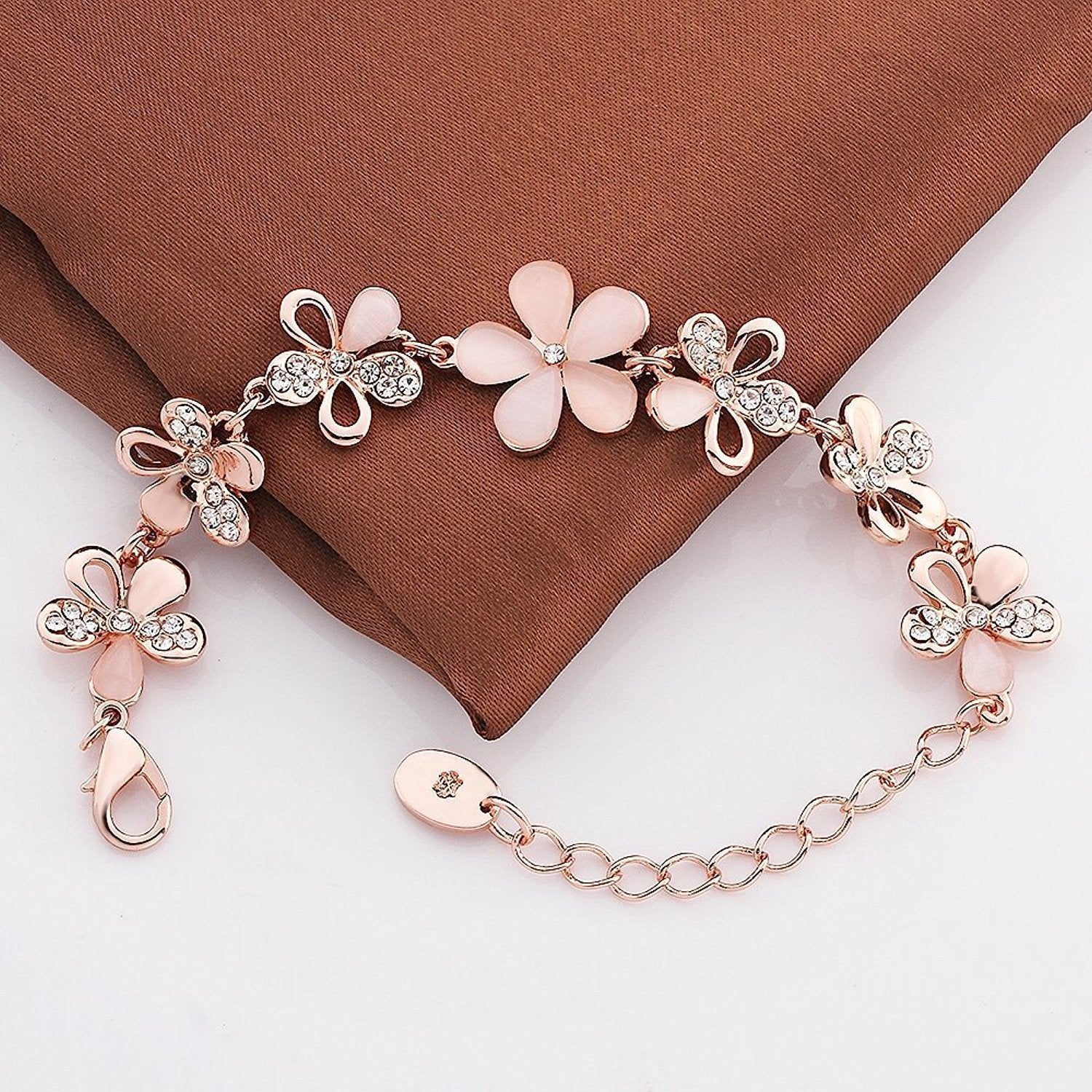 YouBella Jewellery Bracelets for Women Stylish Rose Gold Plated Crystal Bracelet Bangle Jewellery for Girls and Women (Floral)